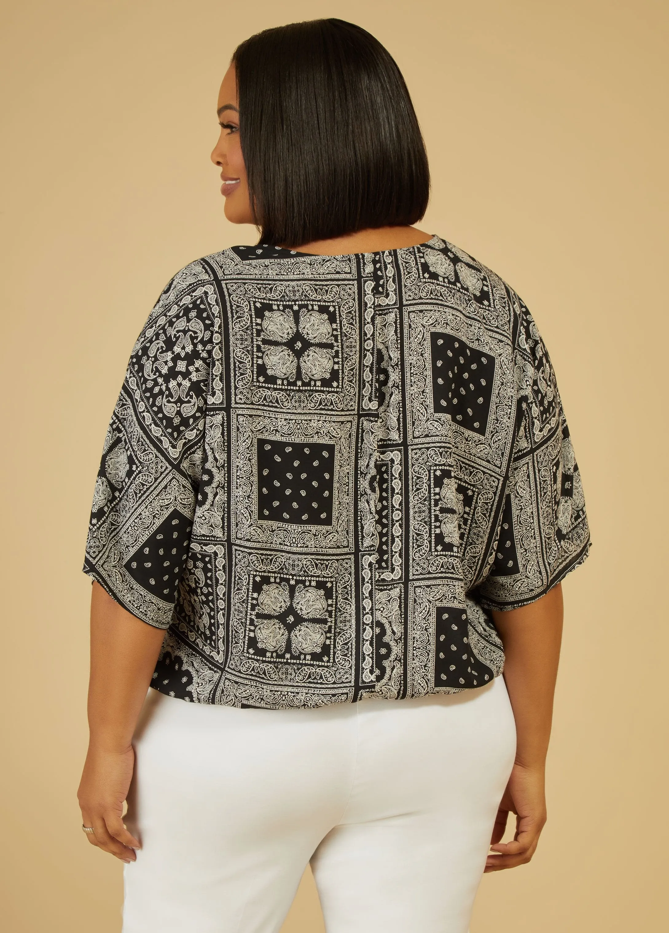 Paisley Print V Neck Blouse sold by Ashley Stewart product image thumbnail 2