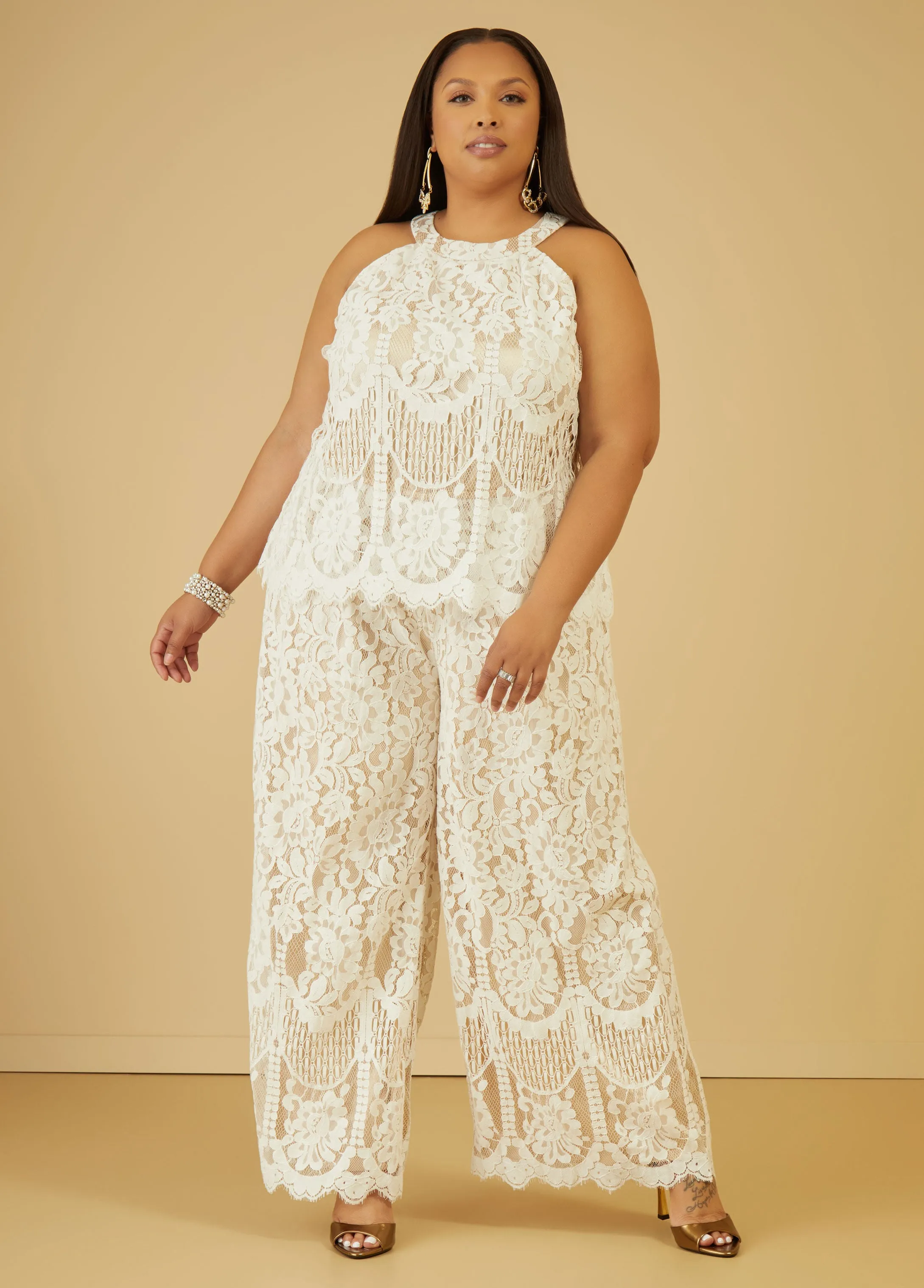 Corded Lace Straight Leg Jumpsuit sold by Ashley Stewart product image thumbnail 4
