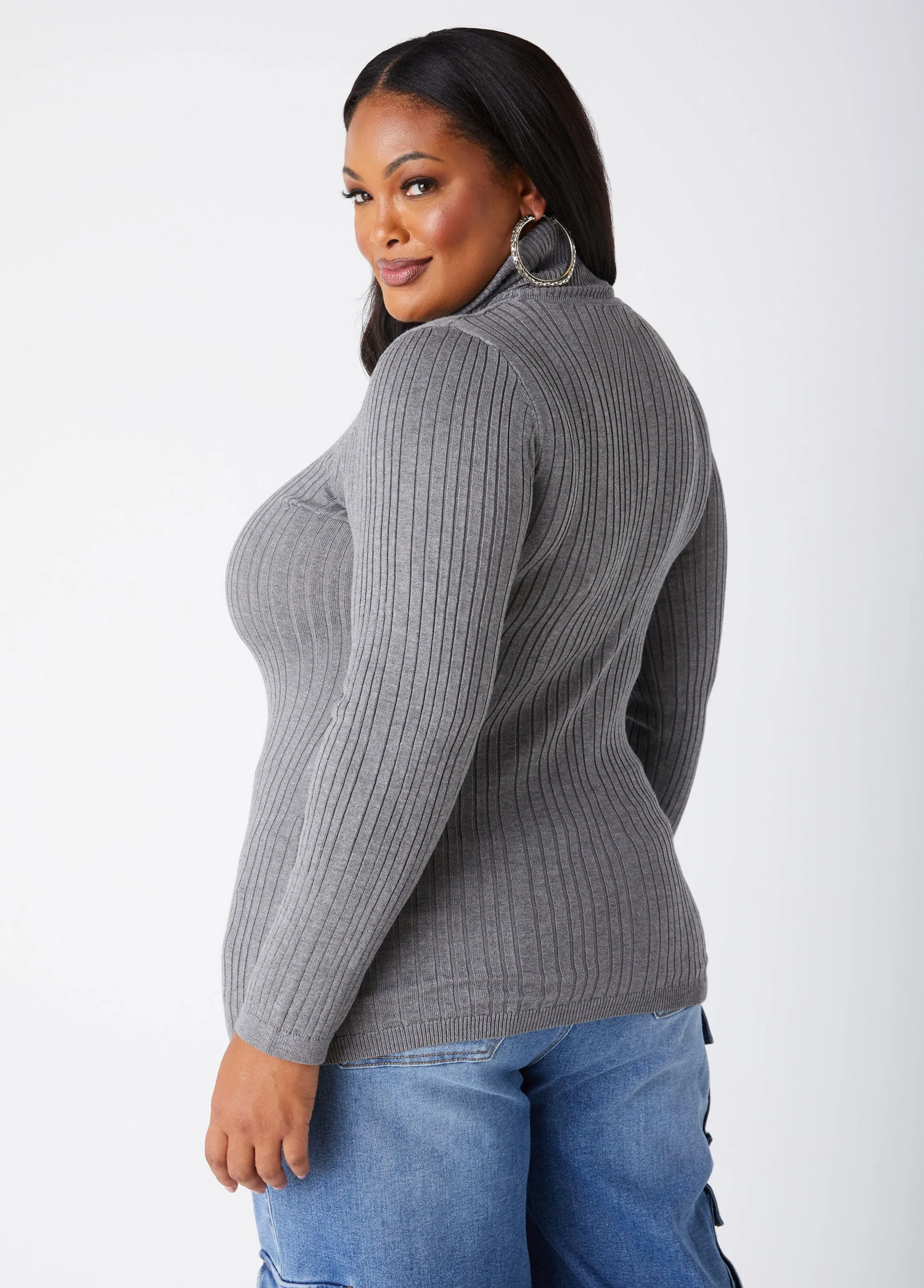 Ribbed Turtleneck Pullover Sweater sold by Ashley Stewart product image thumbnail 2