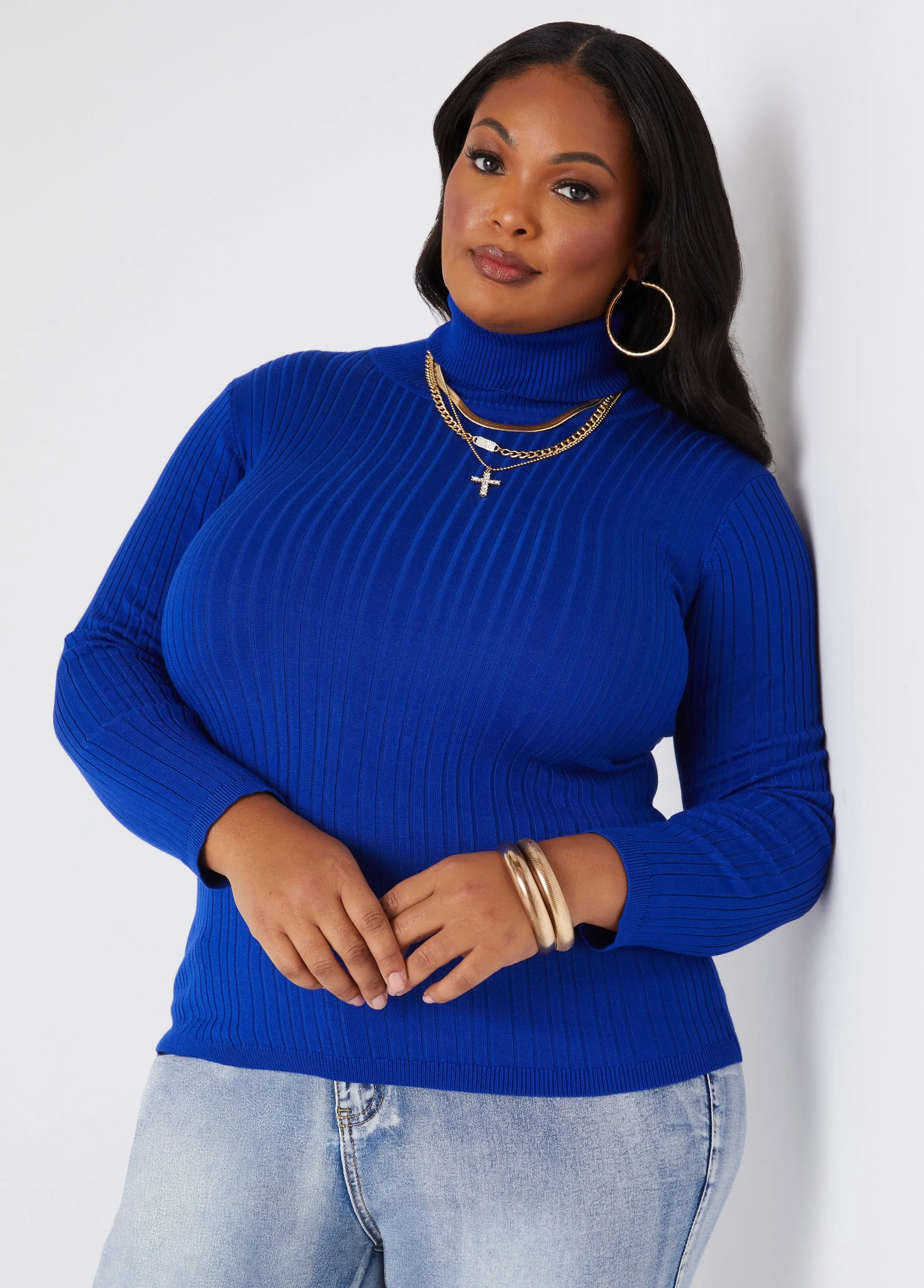 Ribbed Turtleneck Pullover Sweater sold by Ashley Stewart product image thumbnail 4