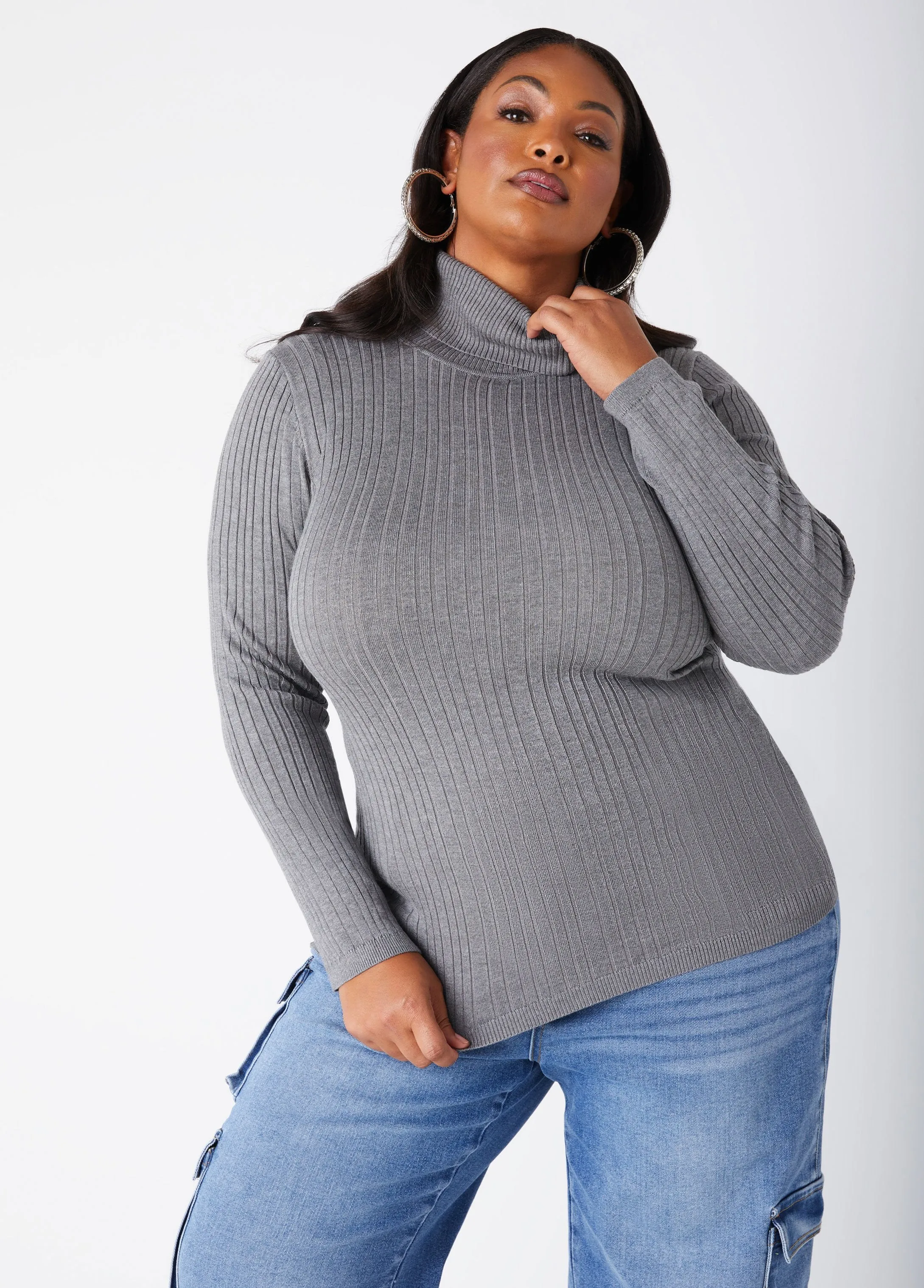 Ribbed Turtleneck Pullover Sweater sold by Ashley Stewart