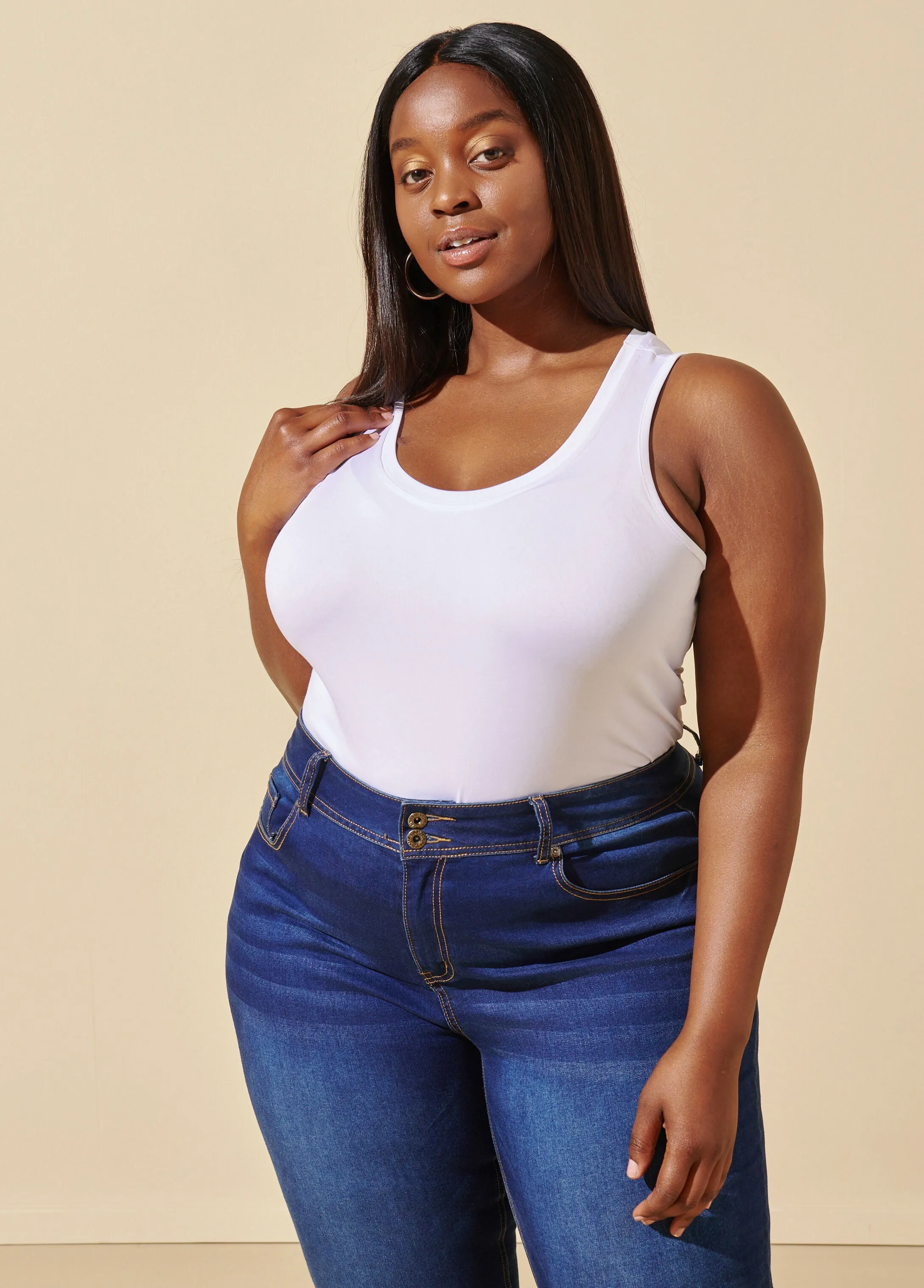 The Easy Basic Knit Tank Top sold by Ashley Stewart product image thumbnail 4