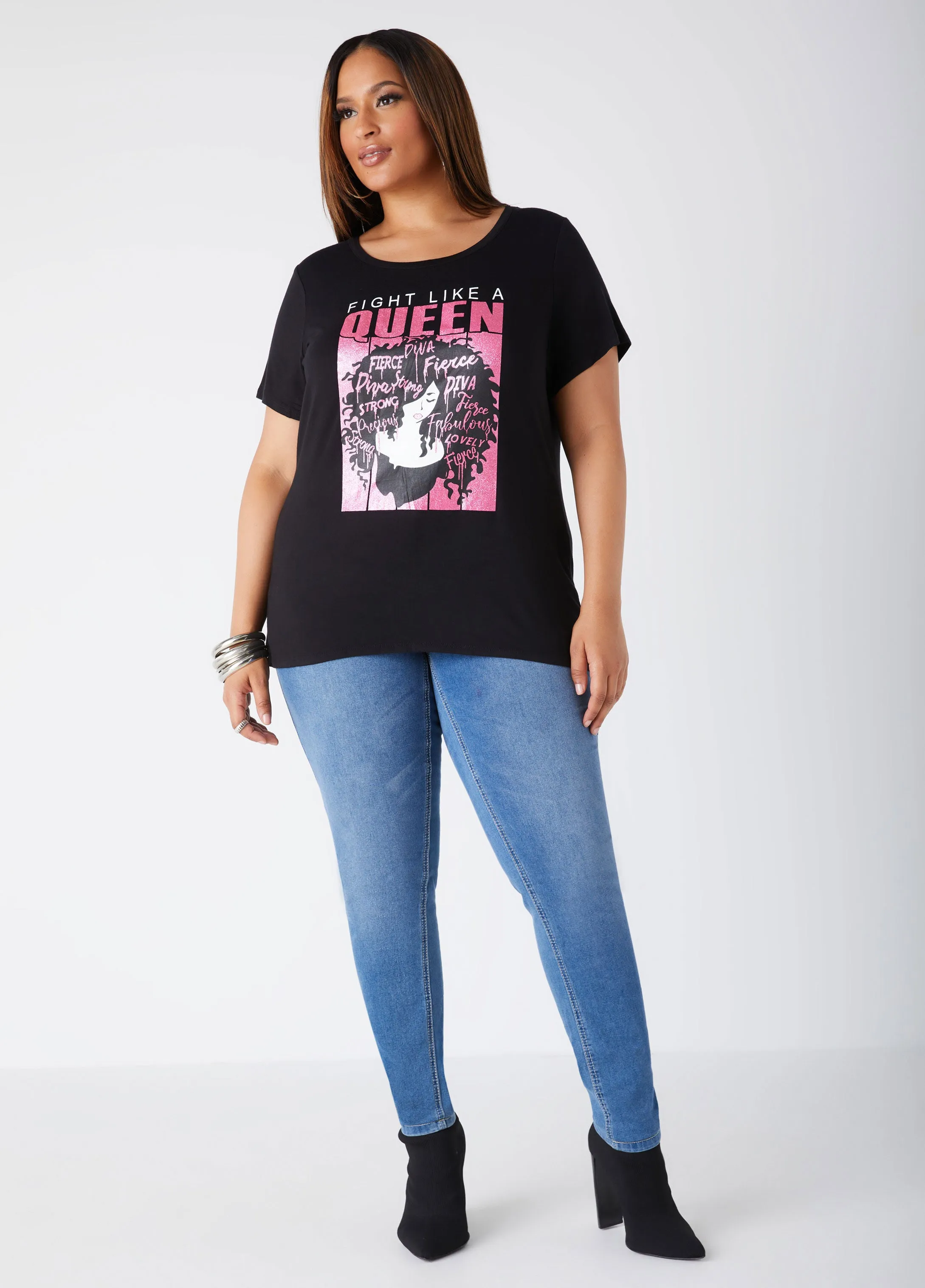 Fight Like A Queen Graphic Tee sold by Ashley Stewart product image thumbnail 3