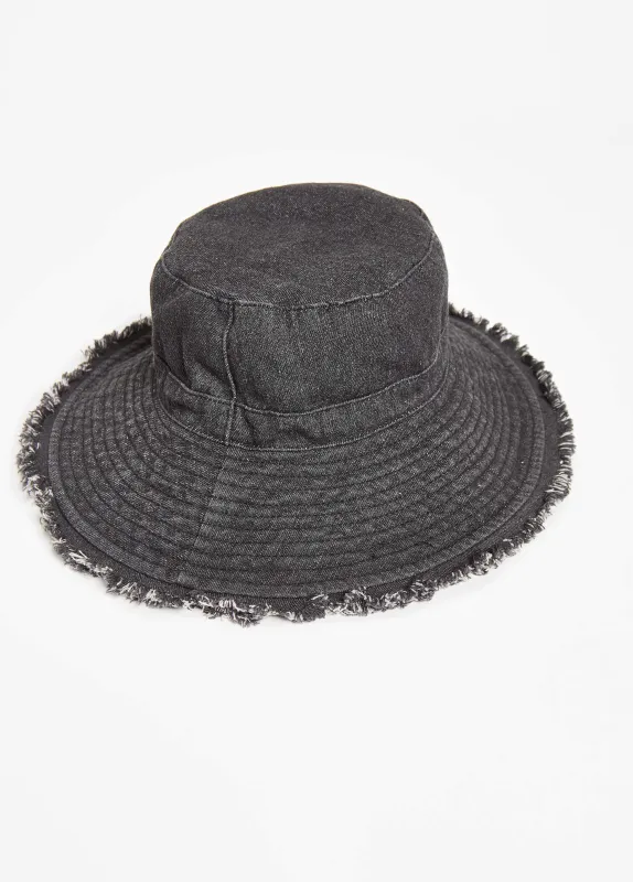 Frayed Denim Bucket Hat sold by Ashley Stewart