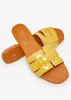 Basketweave Patent Leather Sandals sold by Ashley Stewart