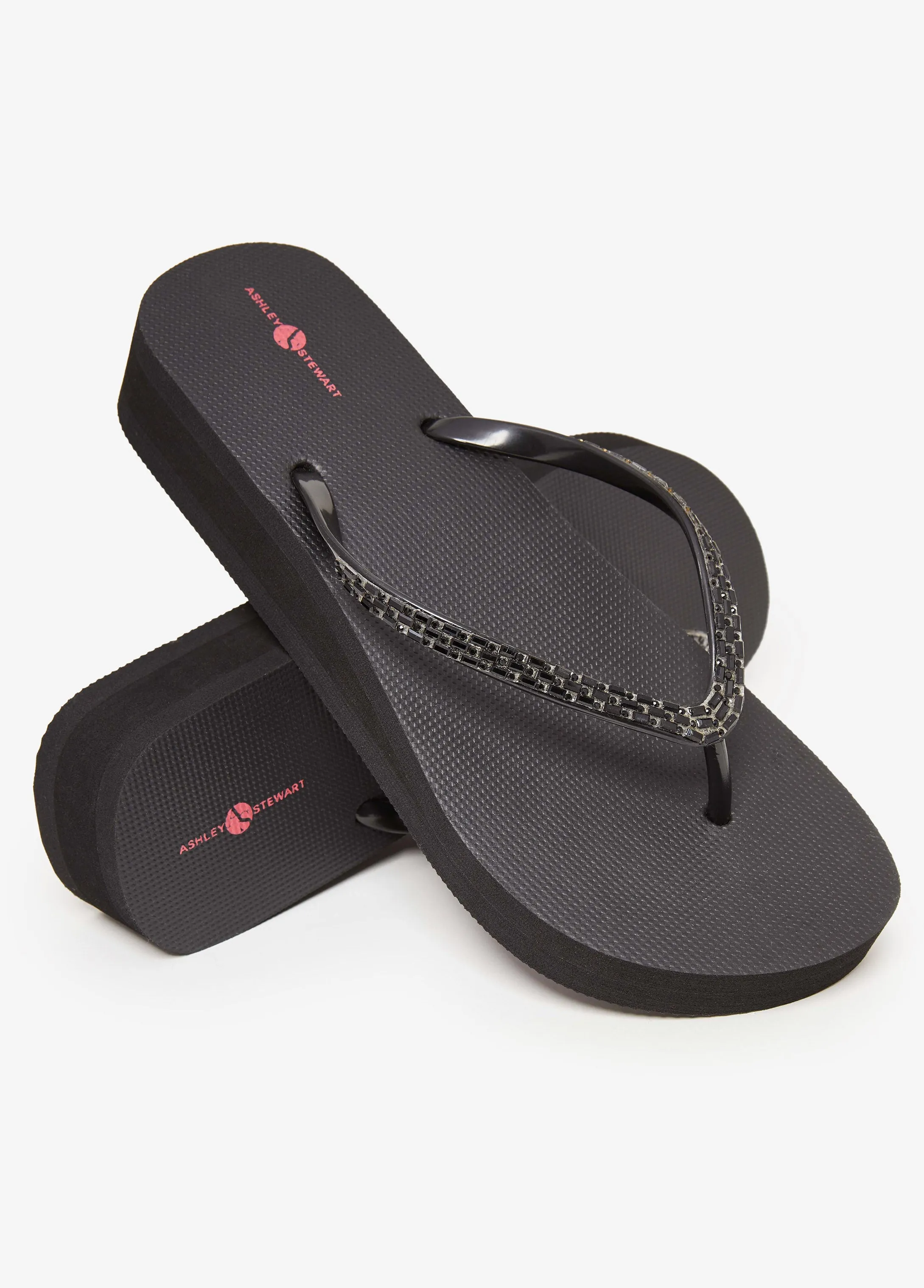 Crystal Wedge Flip Flops sold by Ashley Stewart
