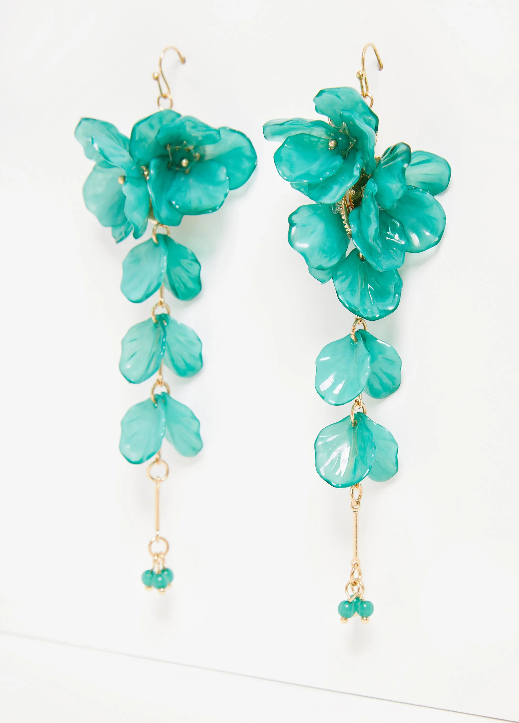 Beaded Floral Resin Drop Earrings sold by Ashley Stewart