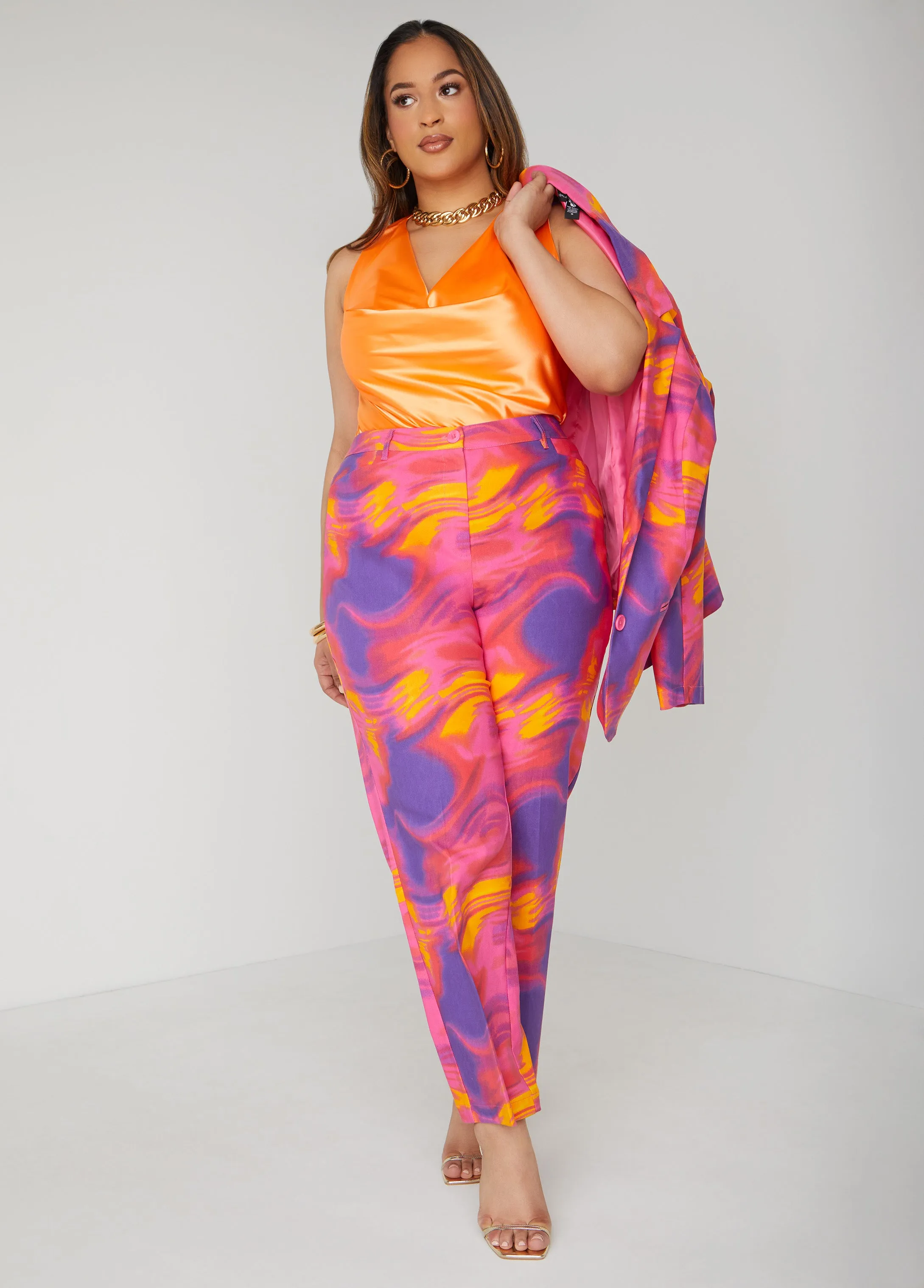 Satin Cowl Neck Tank sold by Ashley Stewart product image thumbnail 4