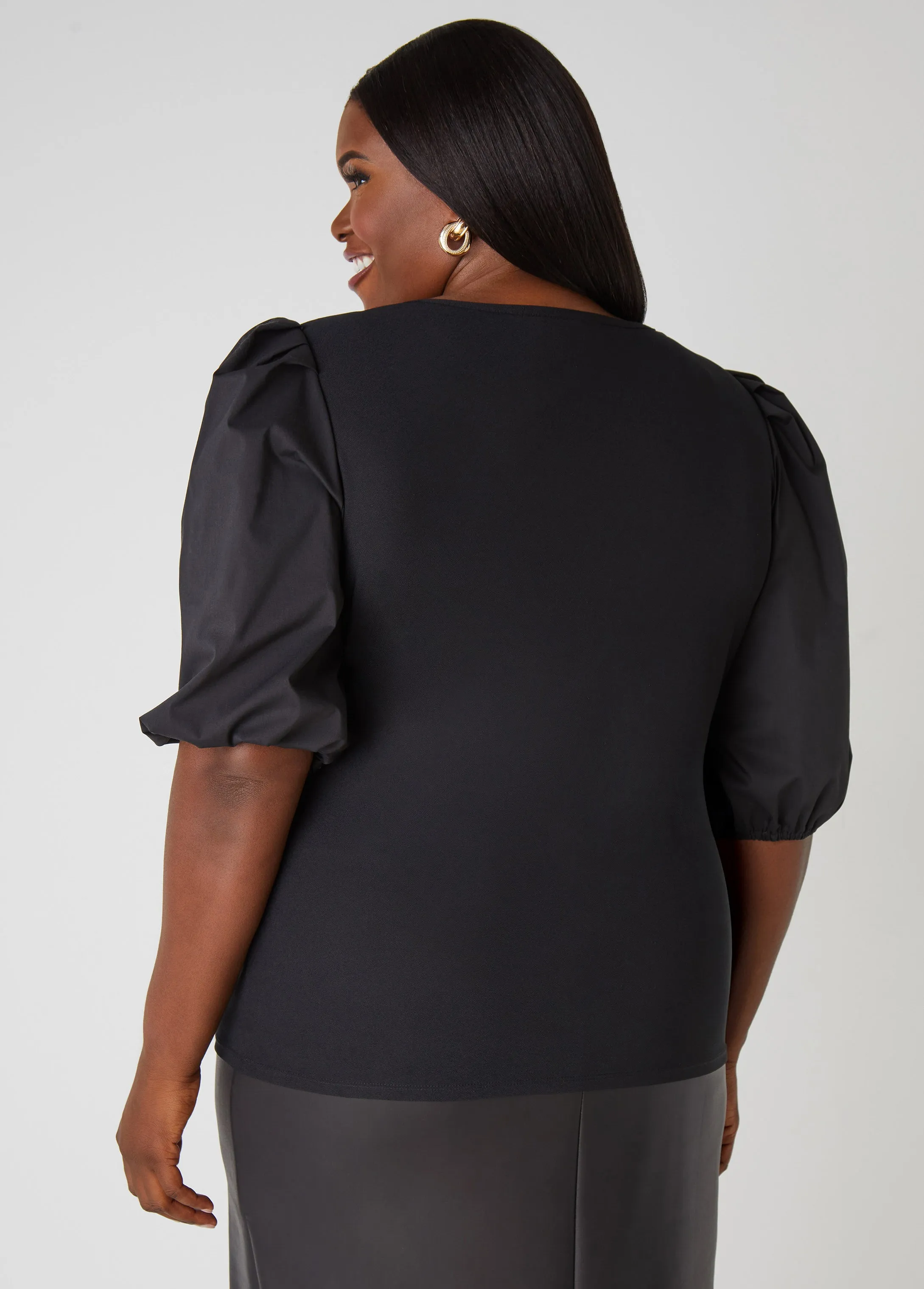 Embellished Poplin Sleeved Top sold by Ashley Stewart product image thumbnail 2