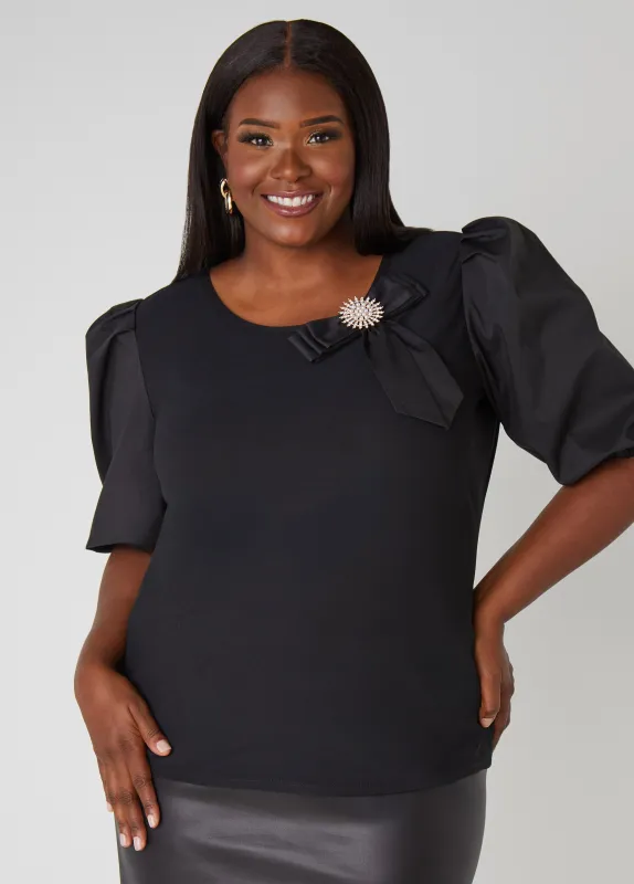 Embellished Poplin Sleeved Top sold by Ashley Stewart