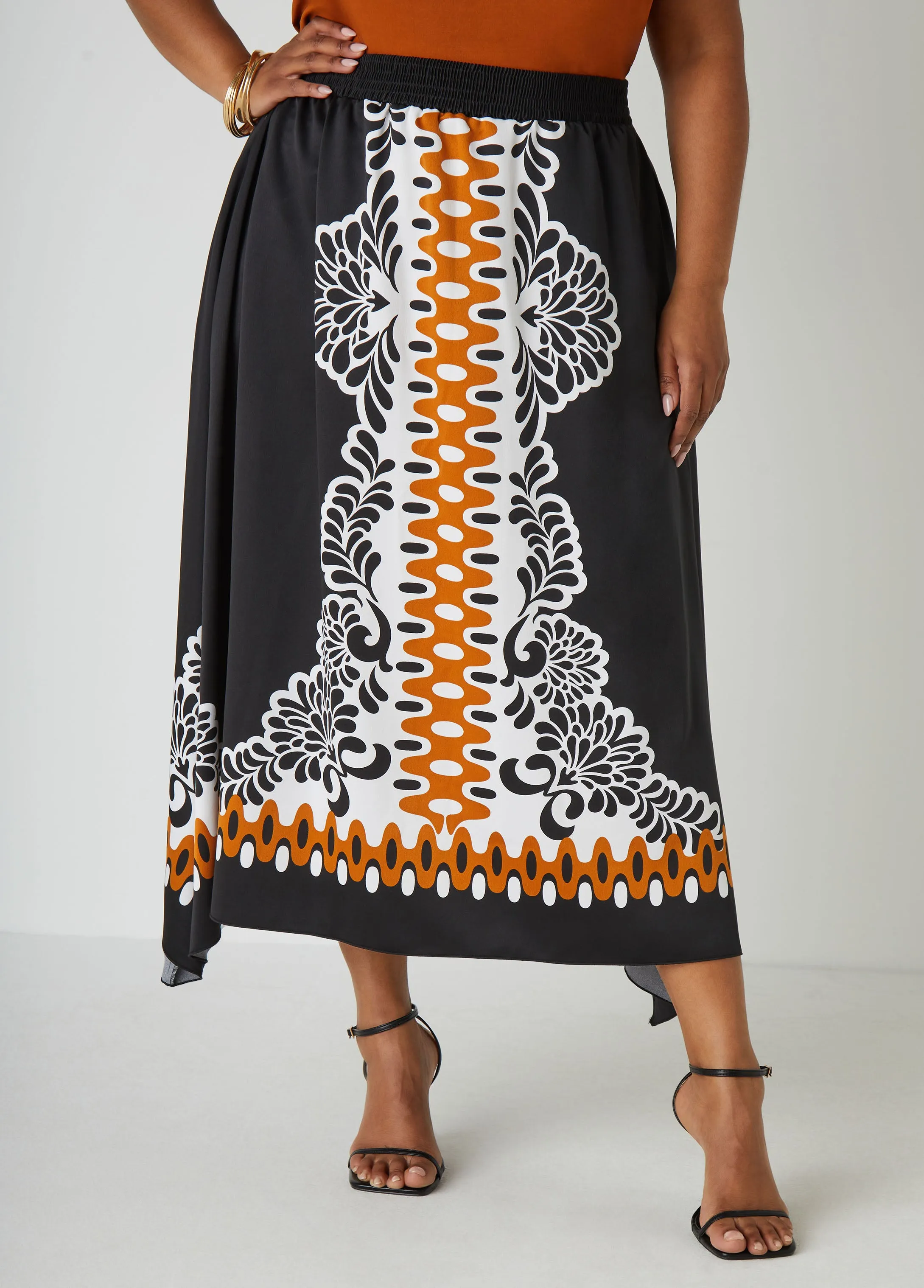 Printed Satin Maxi Skirt sold by Ashley Stewart
