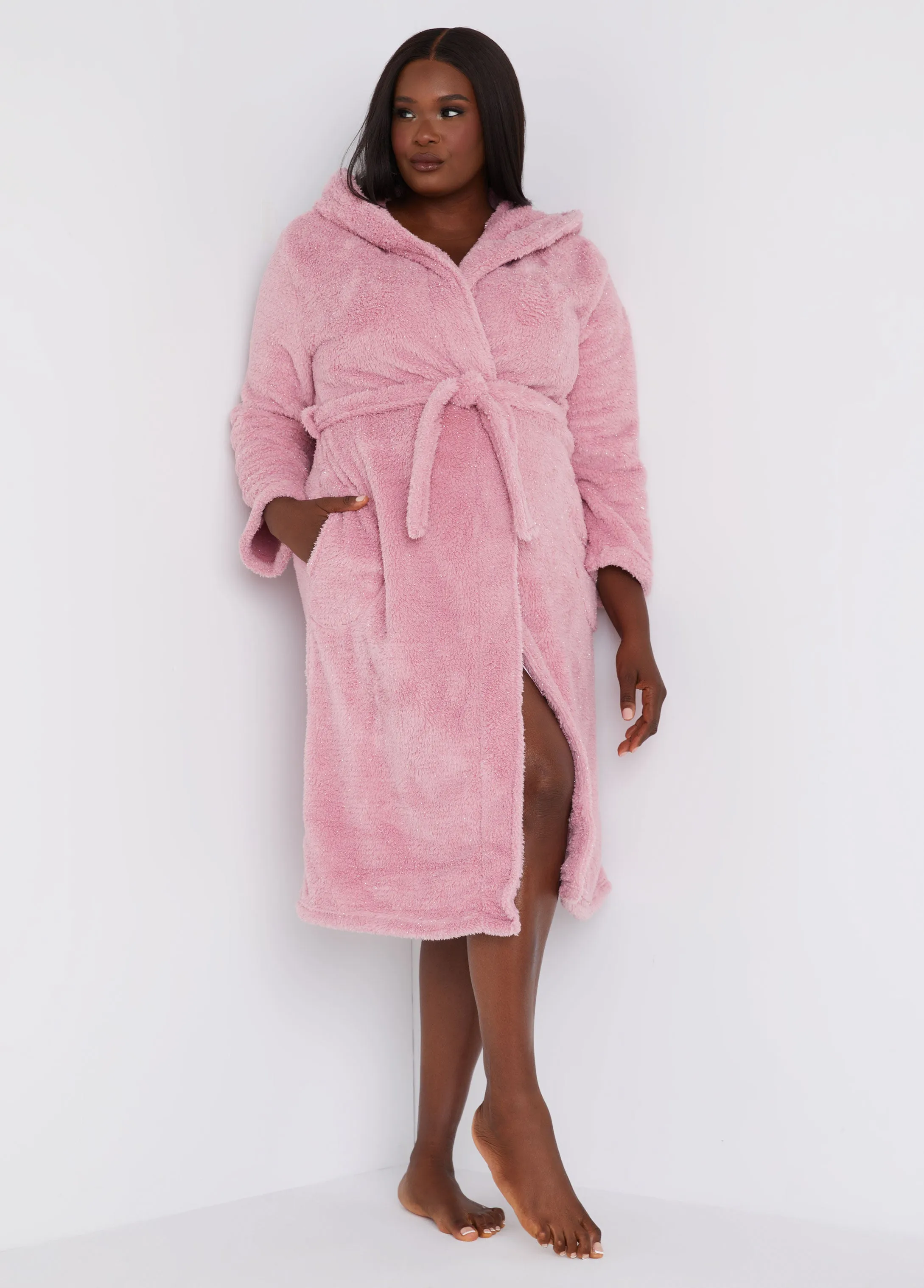 Rachel Zoe Hooded Lurex™ Robe sold by Ashley Stewart product image thumbnail 3