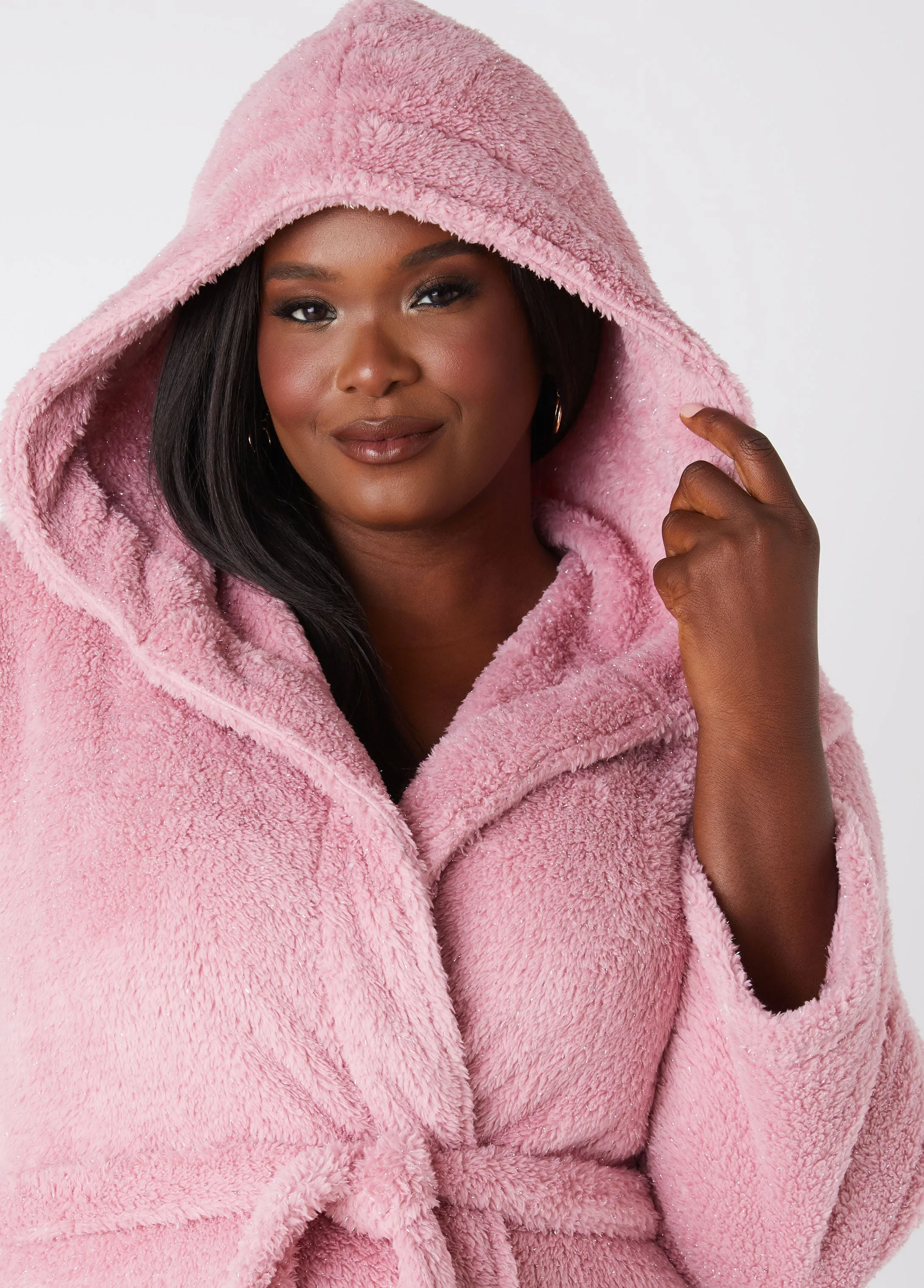 Rachel Zoe Hooded Lurex™ Robe sold by Ashley Stewart product image thumbnail 4