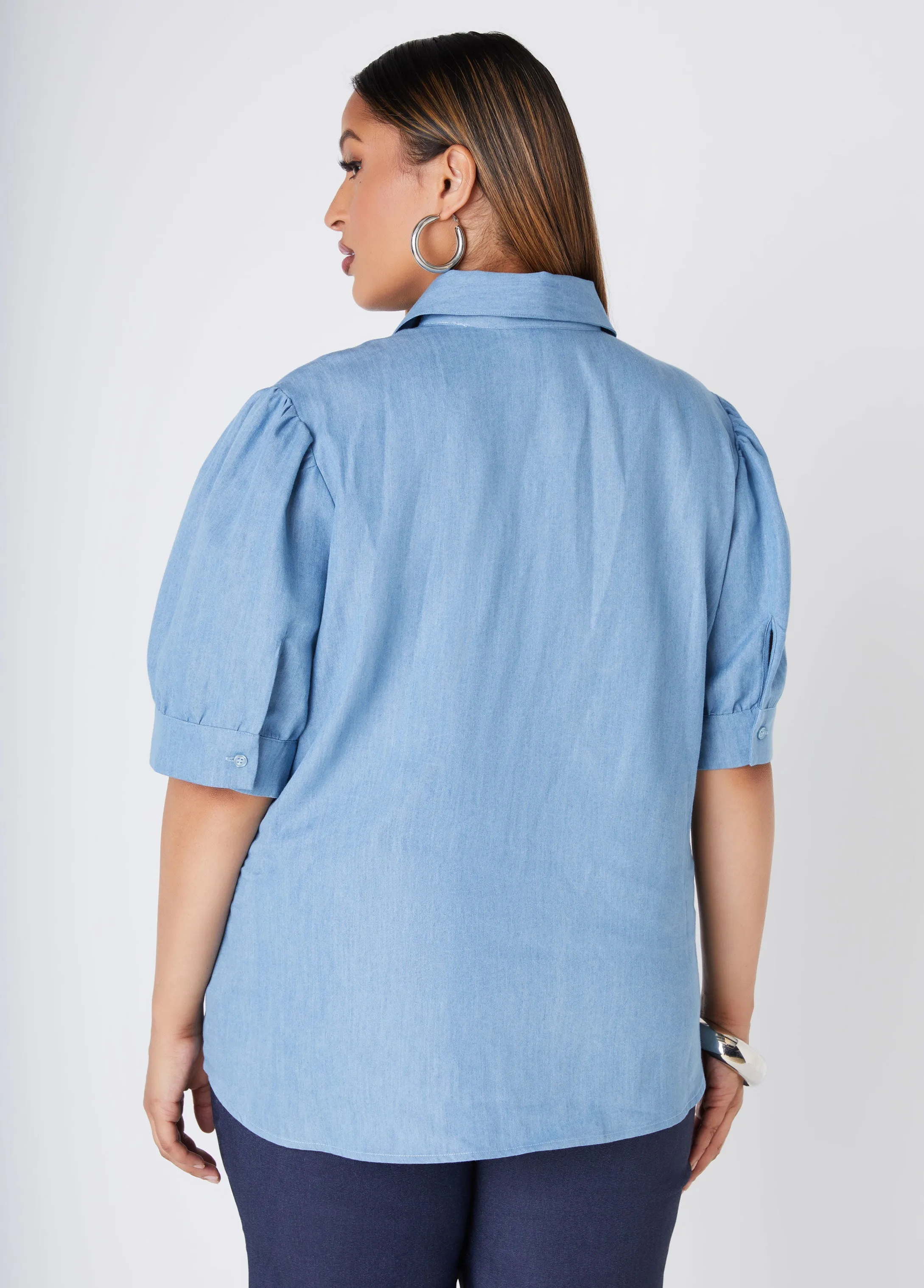 Crystal Chambray Shirt sold by Ashley Stewart product image thumbnail 2
