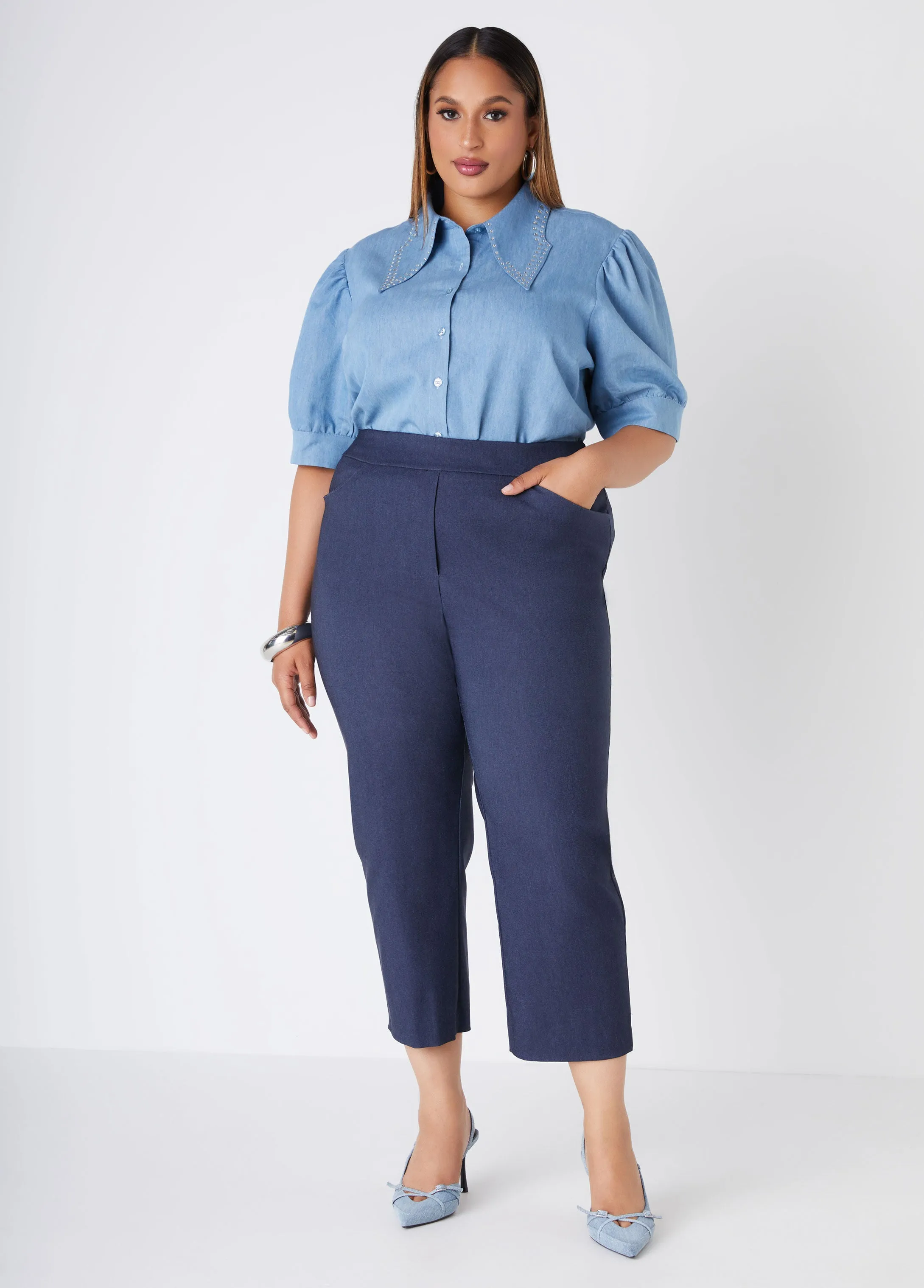 Crystal Chambray Shirt sold by Ashley Stewart product image thumbnail 3