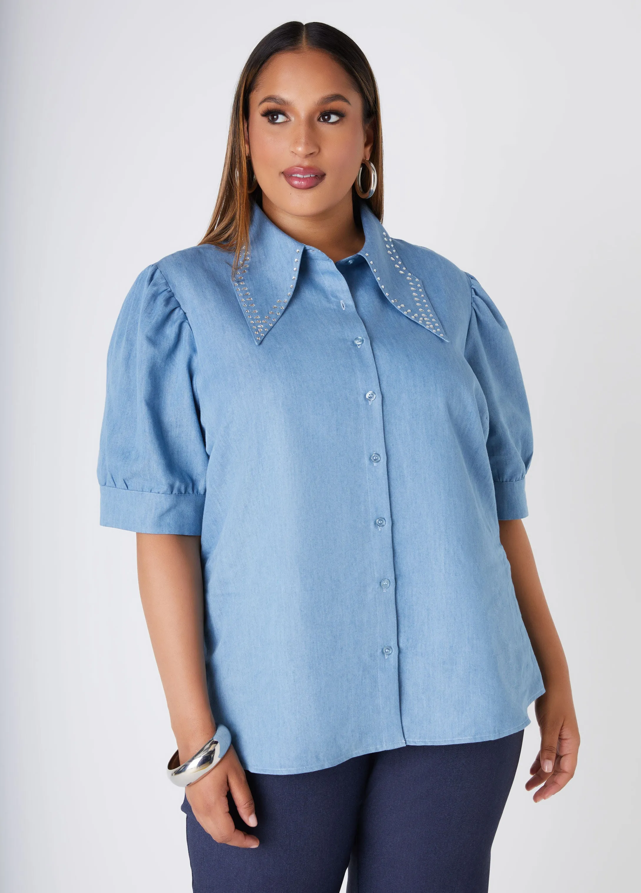 Crystal Chambray Shirt sold by Ashley Stewart