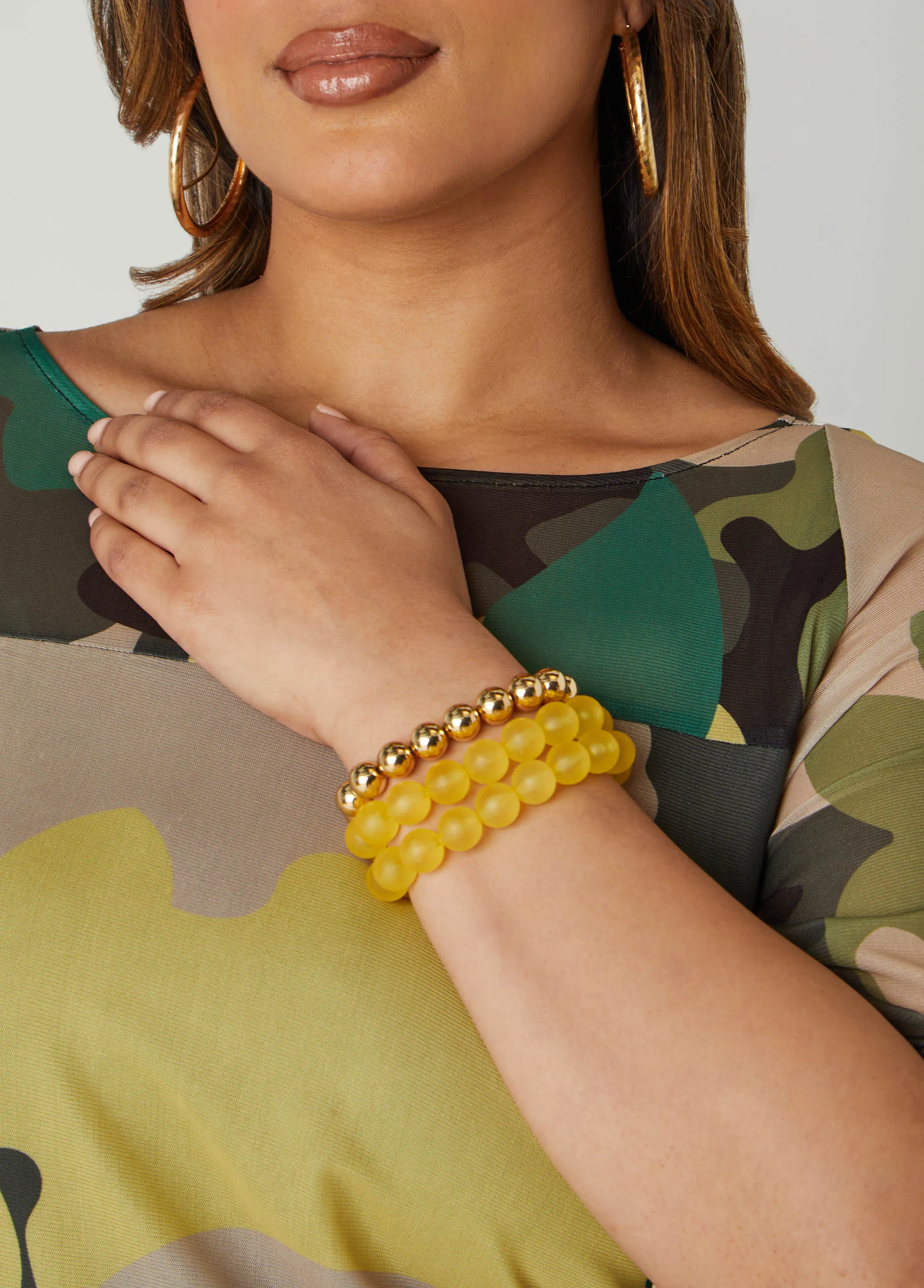 Crystal & Frosted Bead Bracelet Set sold by Ashley Stewart