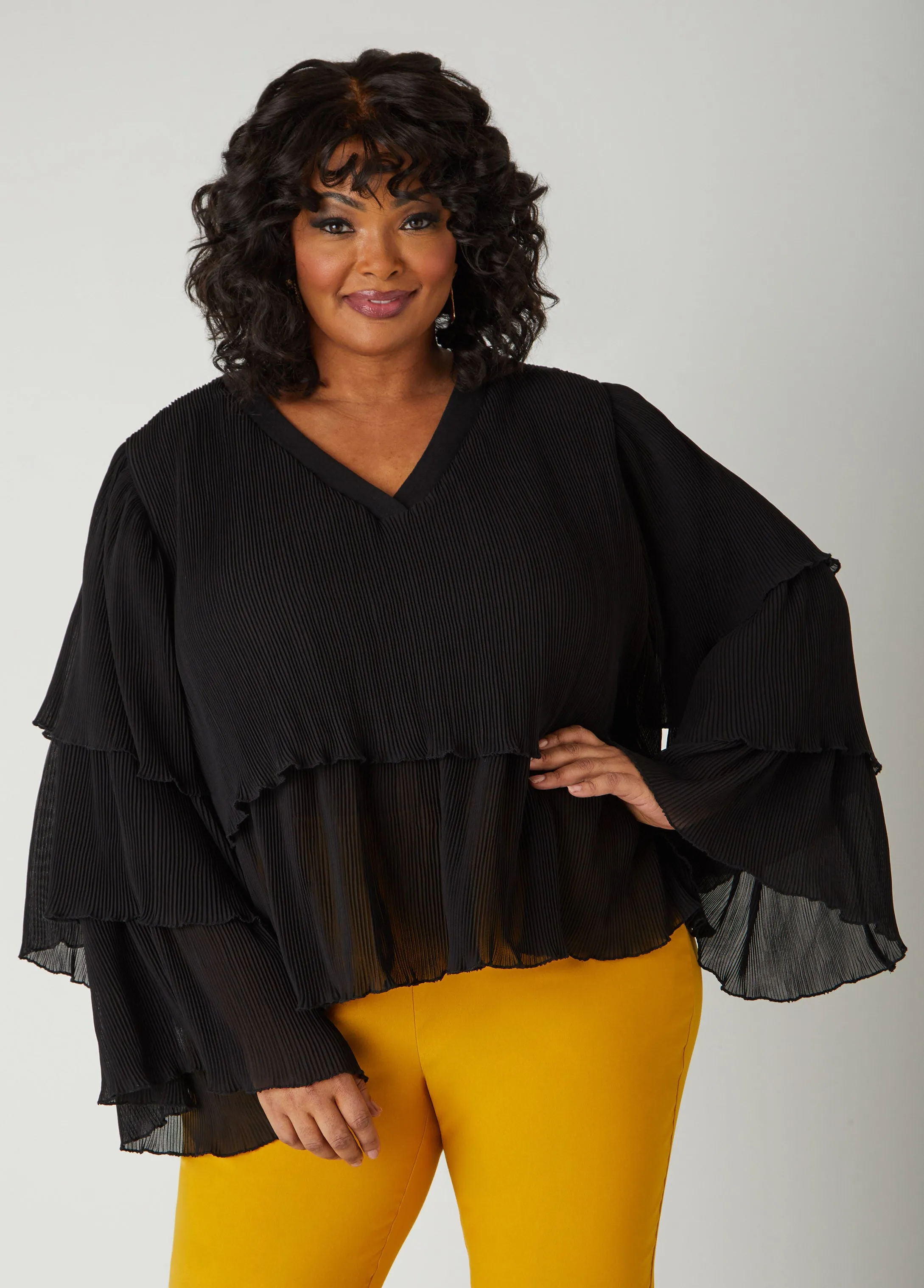 Tiered Pleated Blouse sold by Ashley Stewart