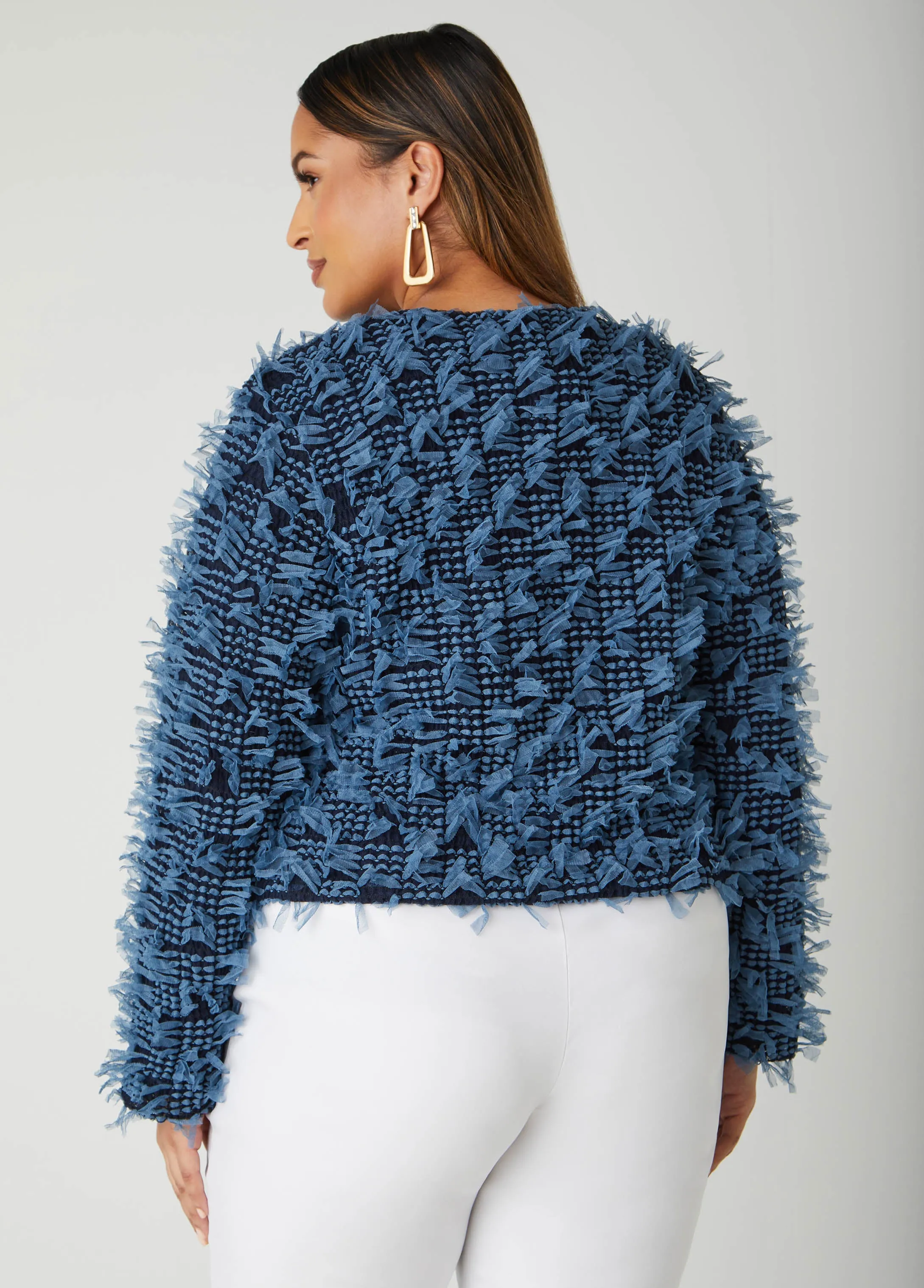 Fringed Detailed Mesh Jacket sold by Ashley Stewart product image thumbnail 2
