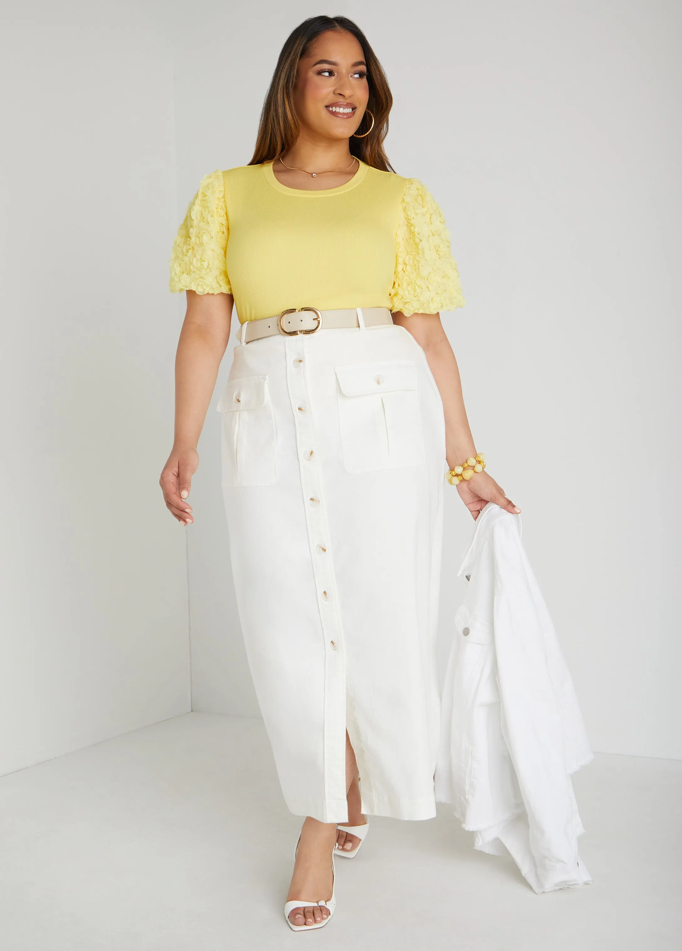 Denim Cargo Maxi Skirt sold by Ashley Stewart product image thumbnail 3