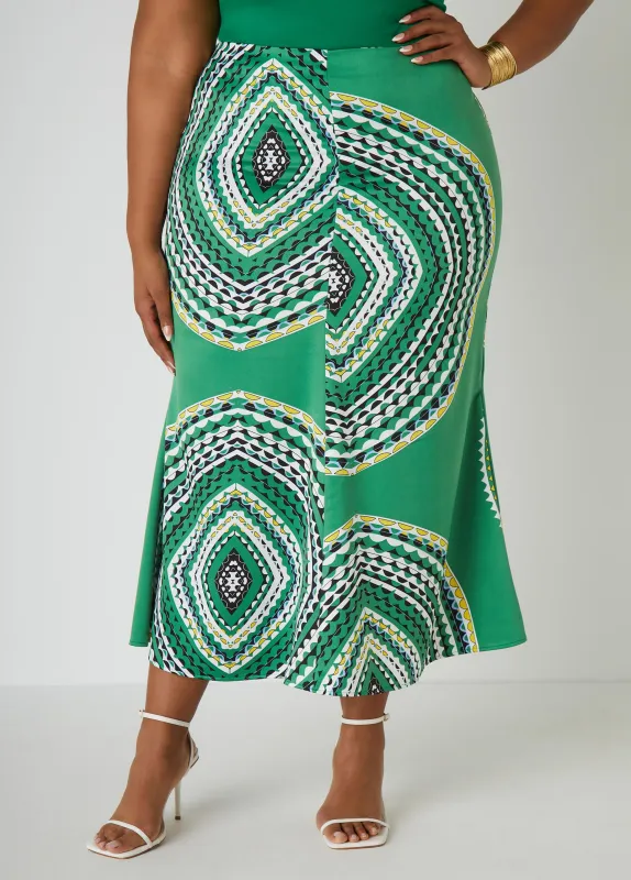 Circle Print Satin Maxi Skirt sold by Ashley Stewart