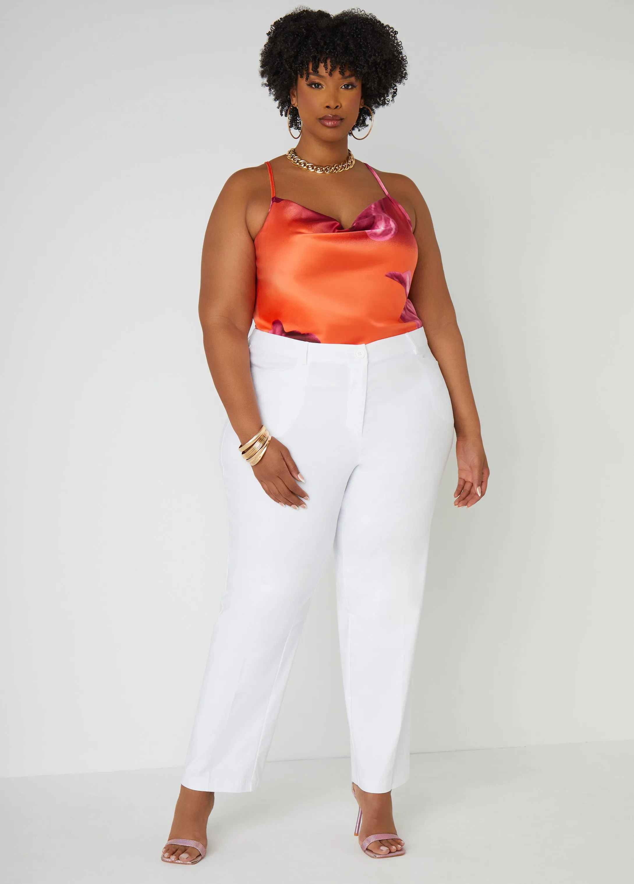 Floral Print Cowl Neck Cami sold by Ashley Stewart product image thumbnail 3