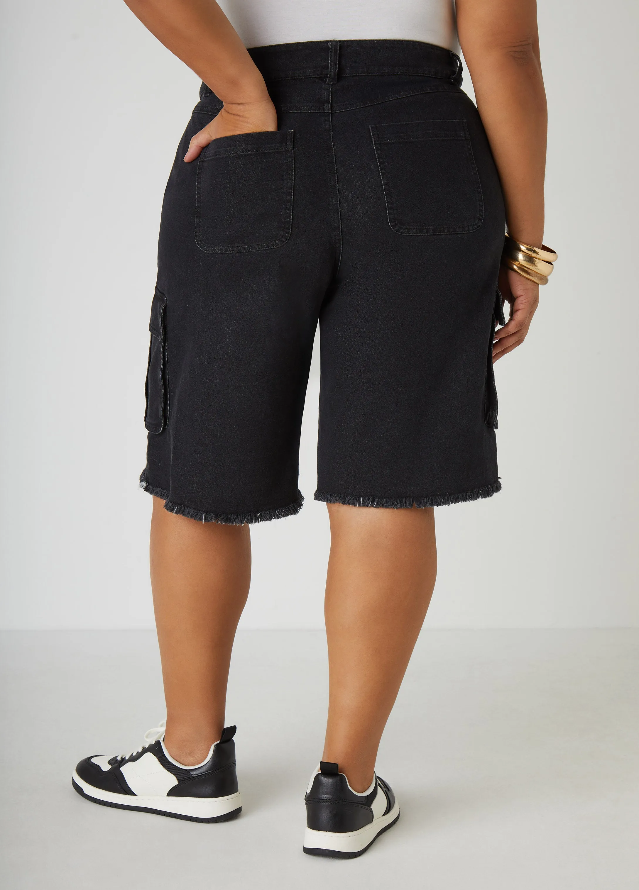 Frayed Cargo Bermuda Shorts sold by Ashley Stewart product image thumbnail 2