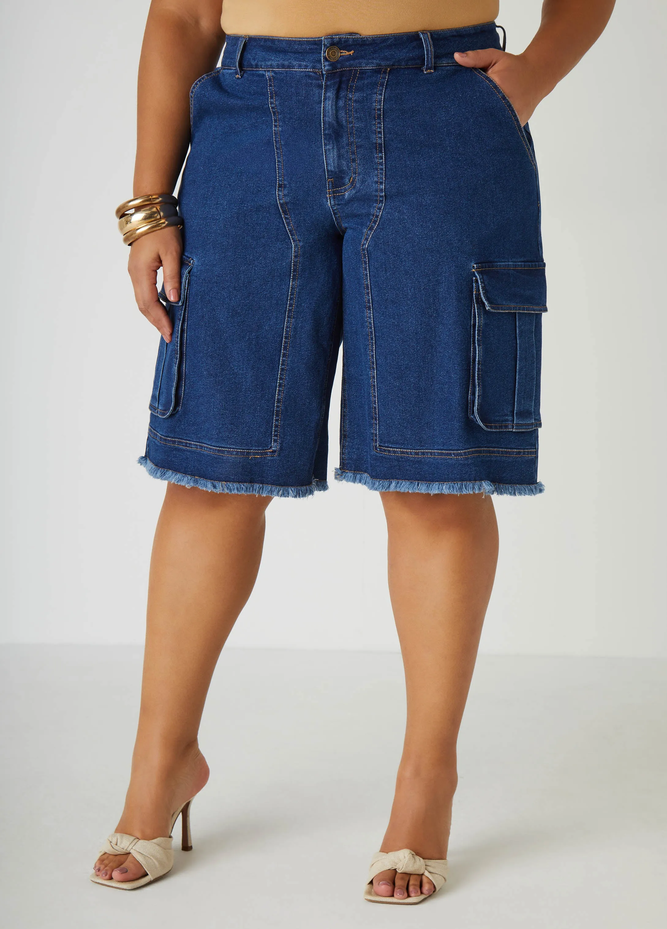 Frayed Cargo Bermuda Shorts sold by Ashley Stewart product image thumbnail 5