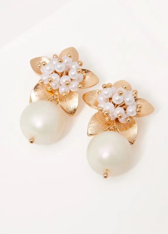 Faux Pearl Flower Earrings sold by Ashley Stewart
