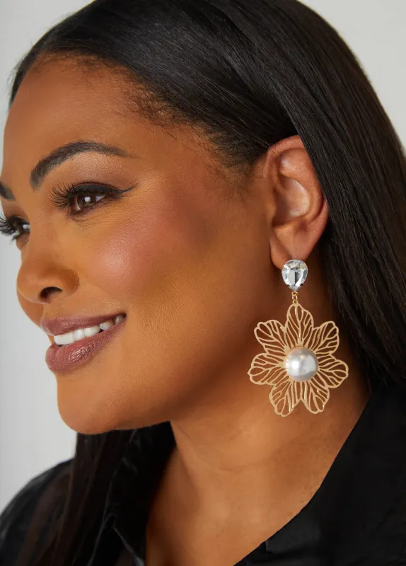 Embellished Wired Flower Earrings sold by Ashley Stewart