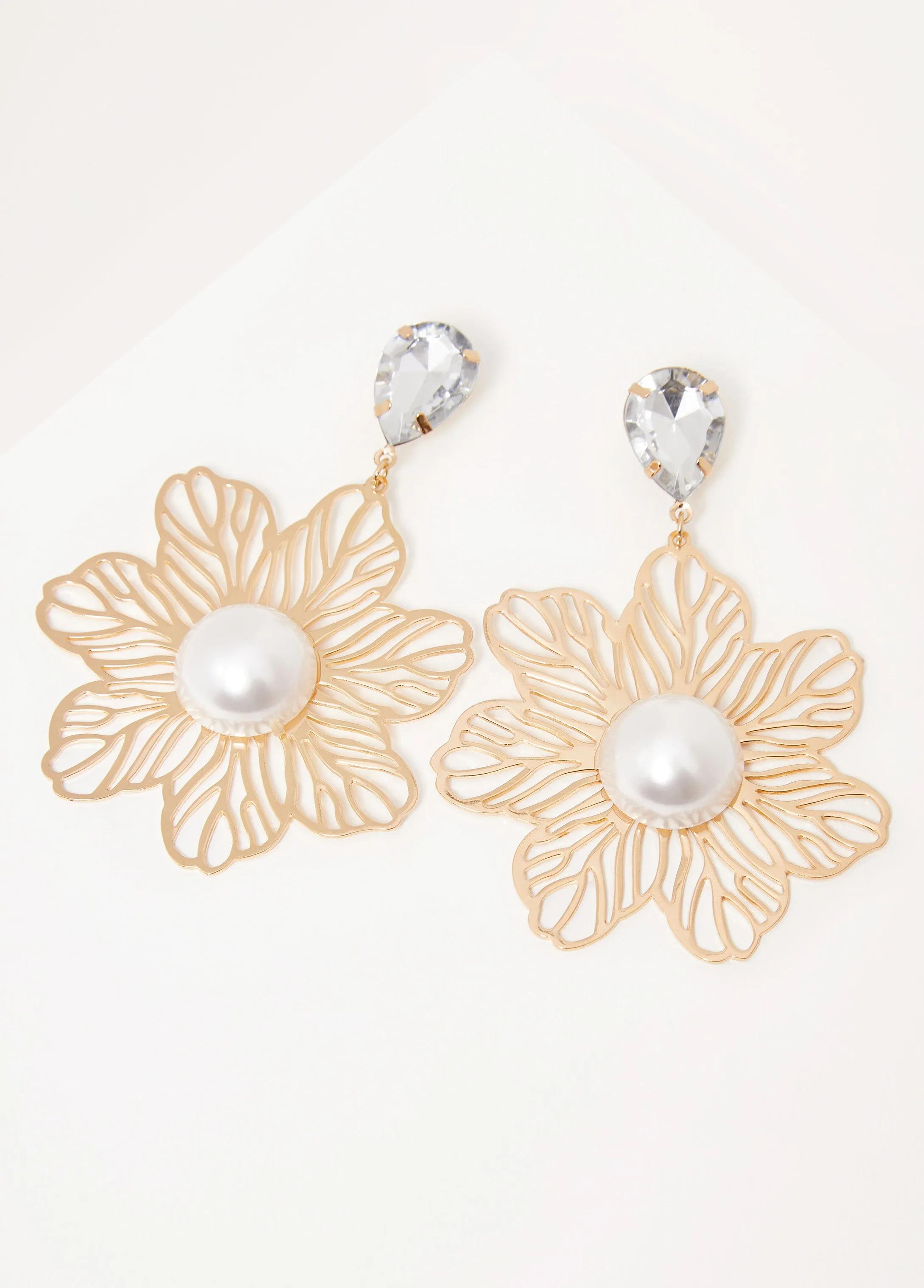 Embellished Wired Flower Earrings sold by Ashley Stewart product image thumbnail 2
