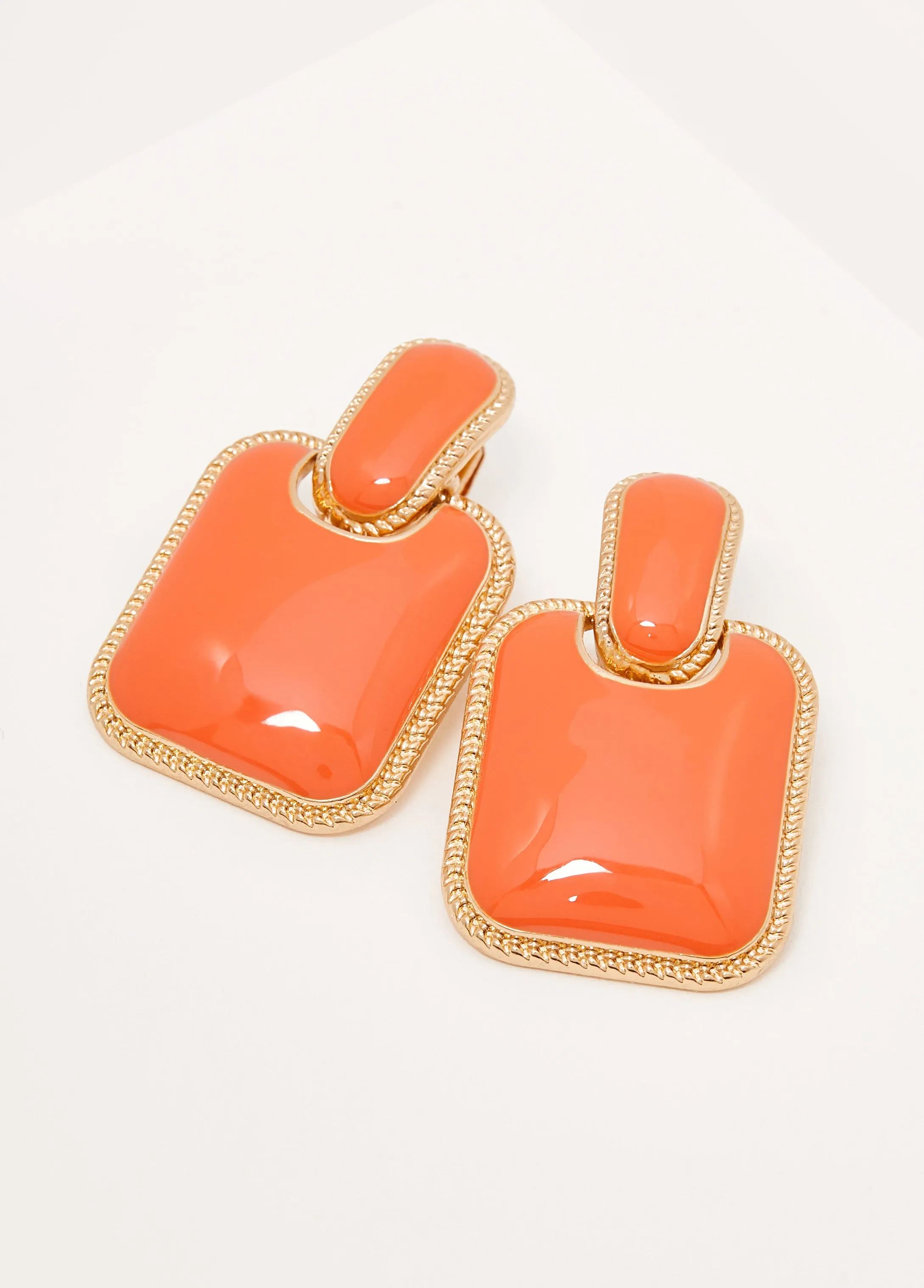Square Enamel Clip On Earrings sold by Ashley Stewart product image thumbnail 2