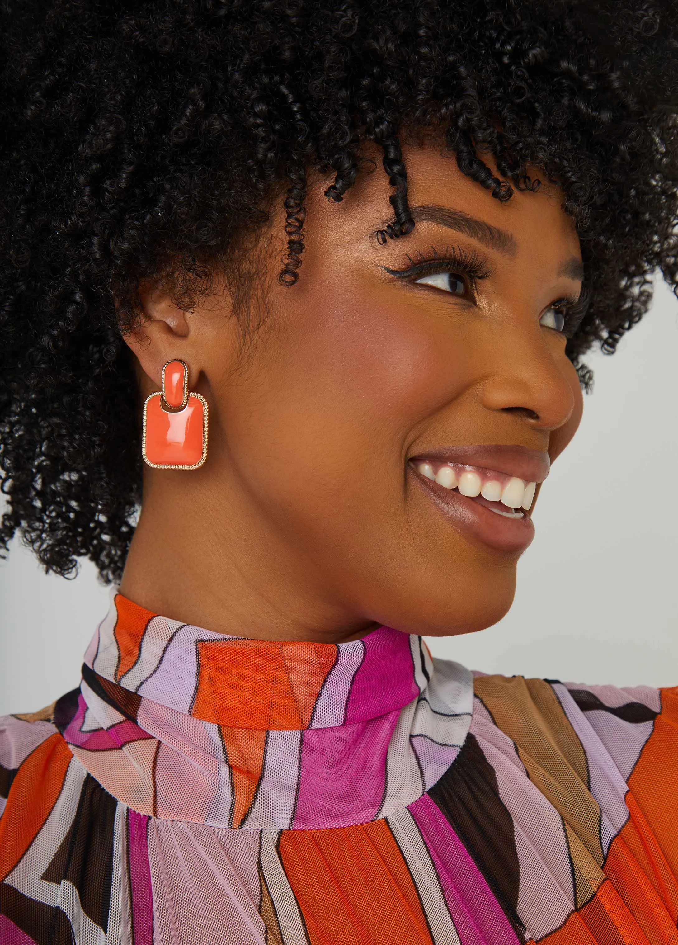 Square Enamel Clip On Earrings sold by Ashley Stewart