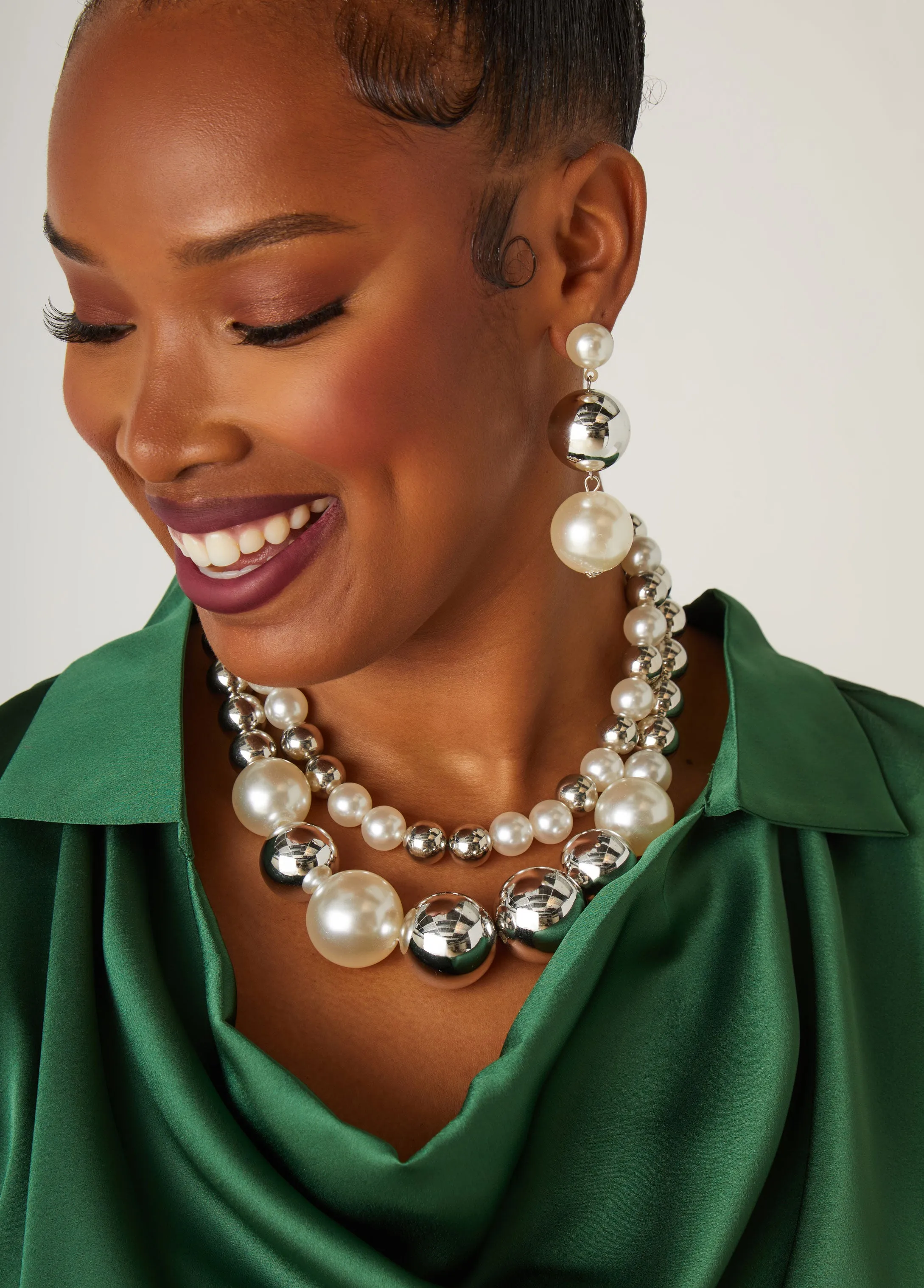 Faux Pearl And Bead Necklace sold by Ashley Stewart