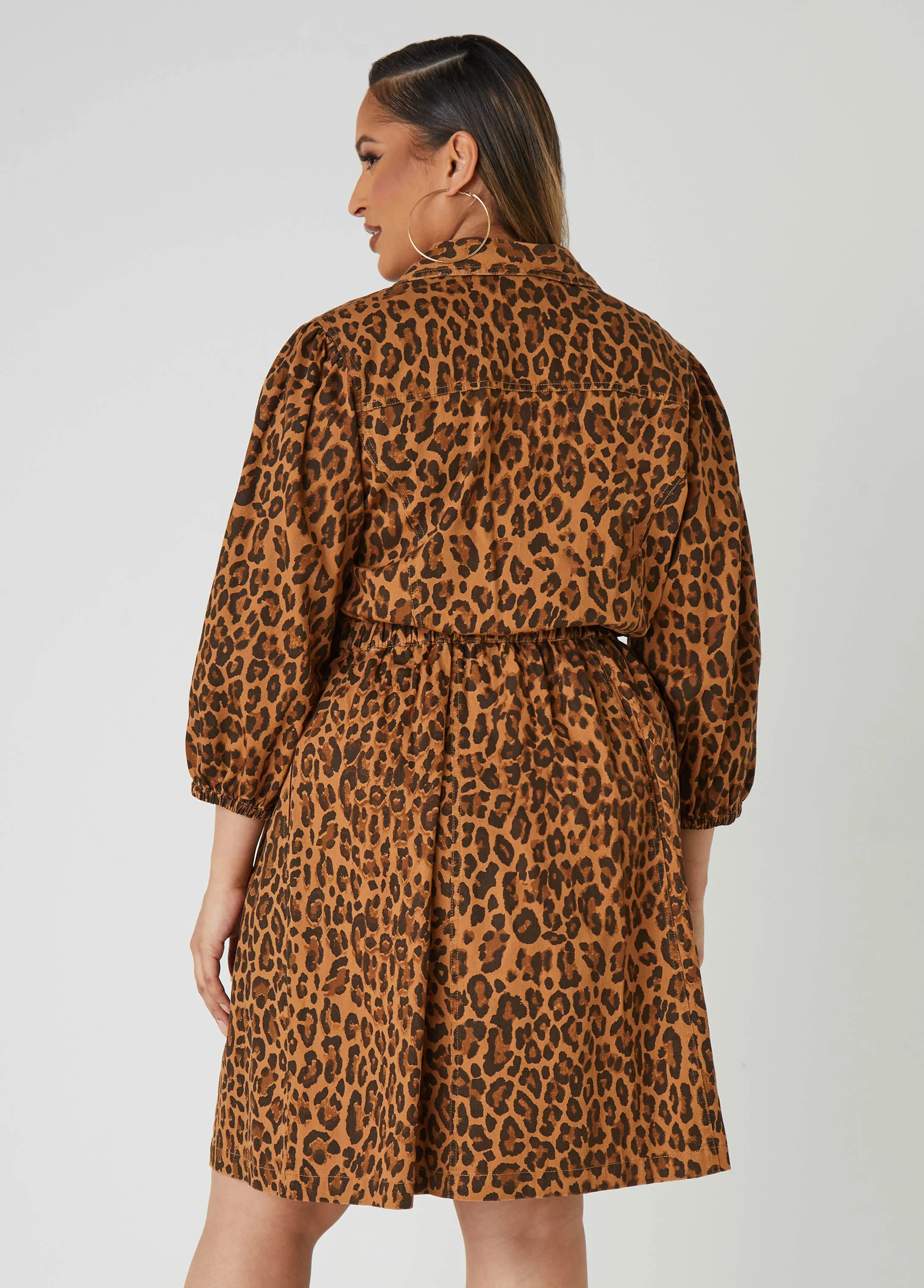Leopard Cotton Twill Shirtdress sold by Ashley Stewart product image thumbnail 2