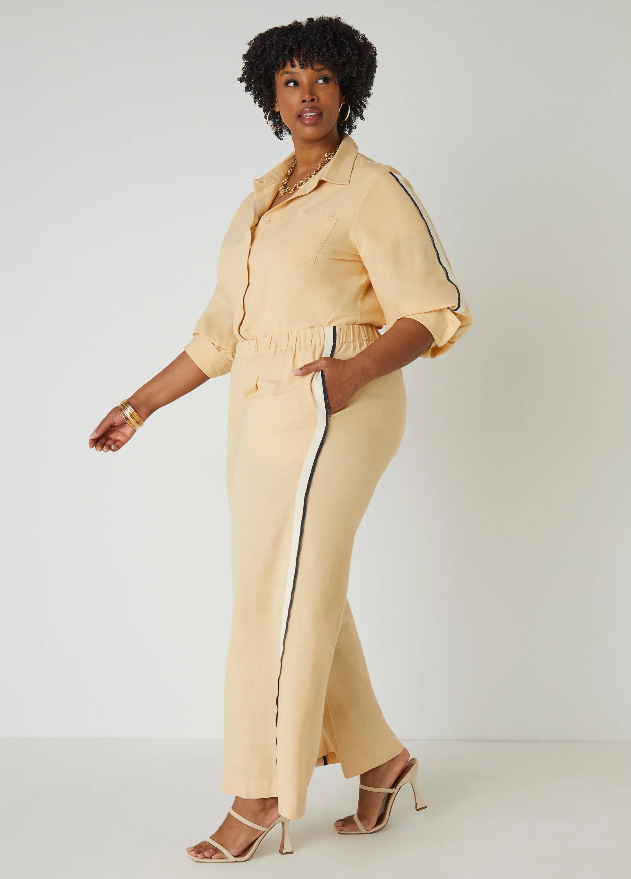 Cotton And Linen Blend Shirt sold by Ashley Stewart product image thumbnail 3