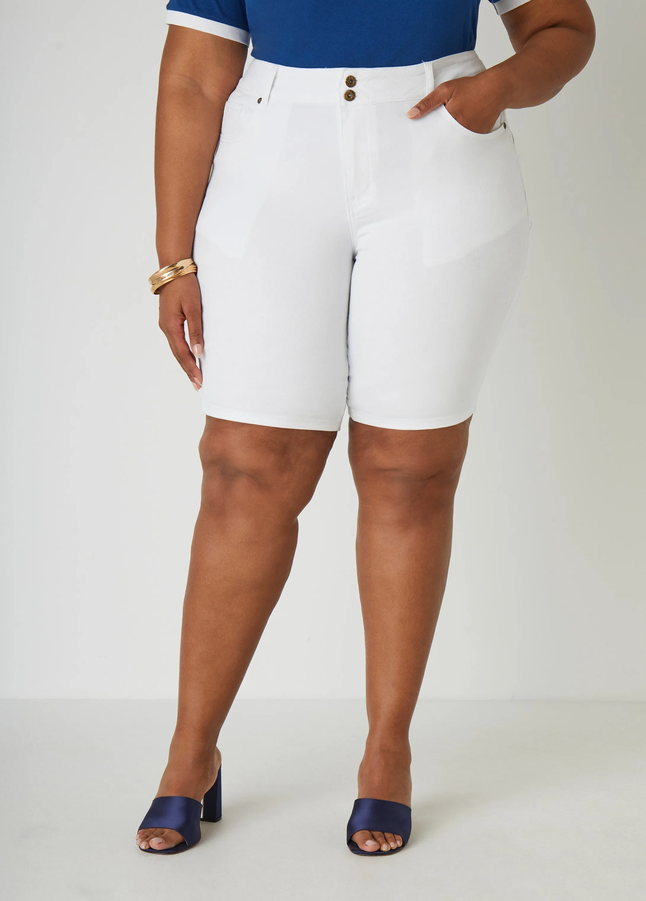 Fearless Stretch Denim Shorts sold by Ashley Stewart