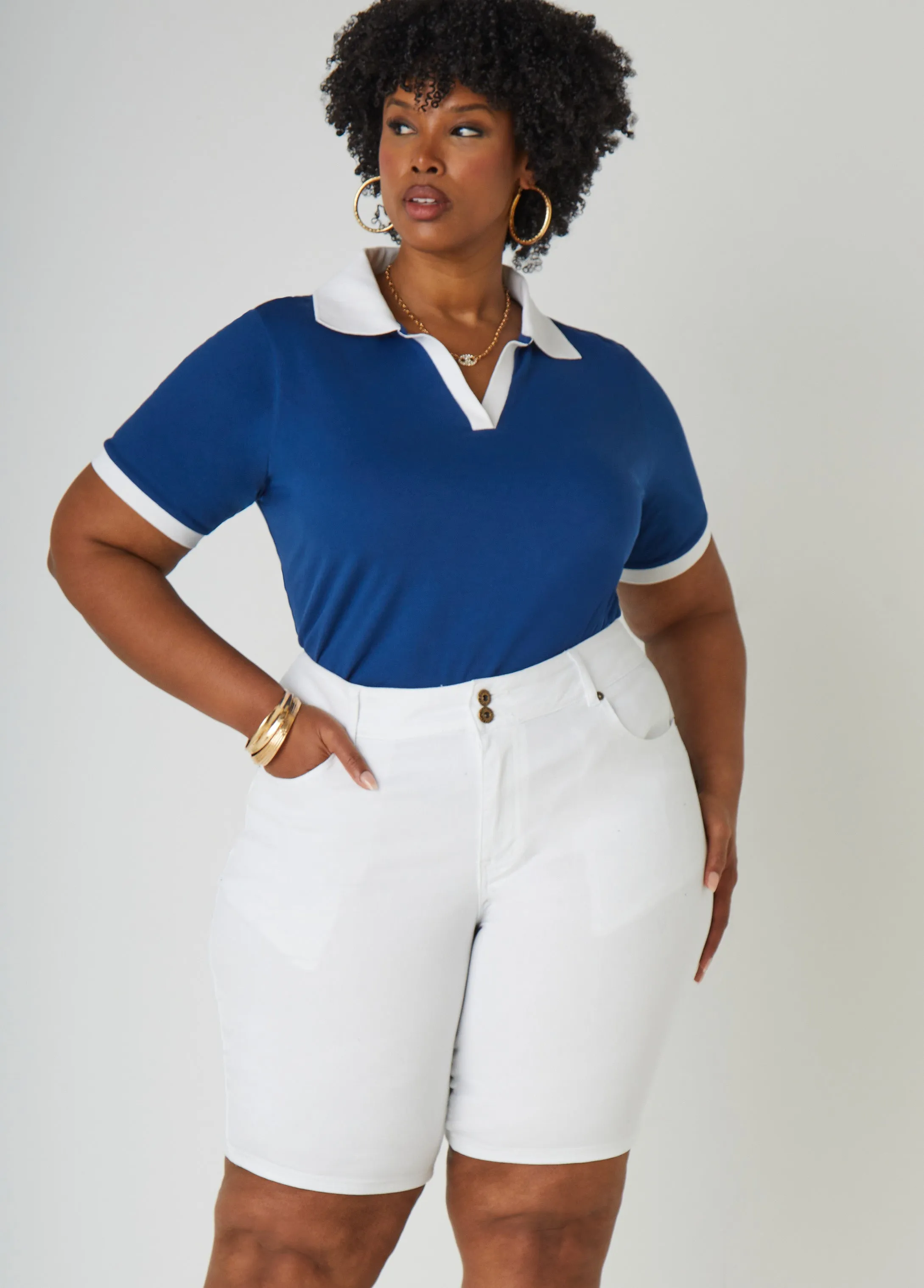 Fearless Stretch Denim Shorts sold by Ashley Stewart product image thumbnail 3