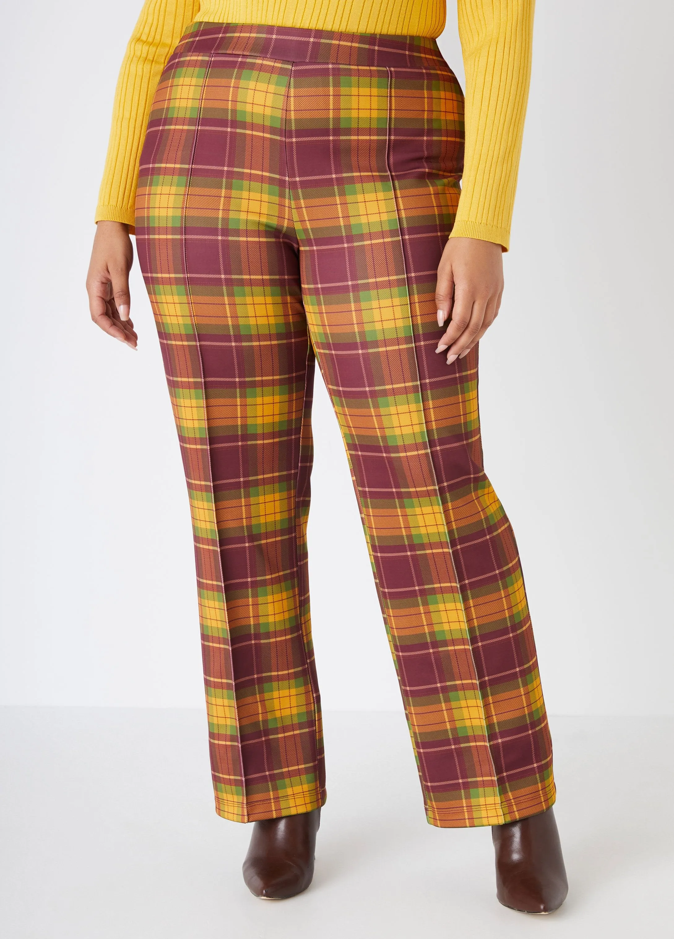 Plaid Seamed Straight Leg Pants sold by Ashley Stewart