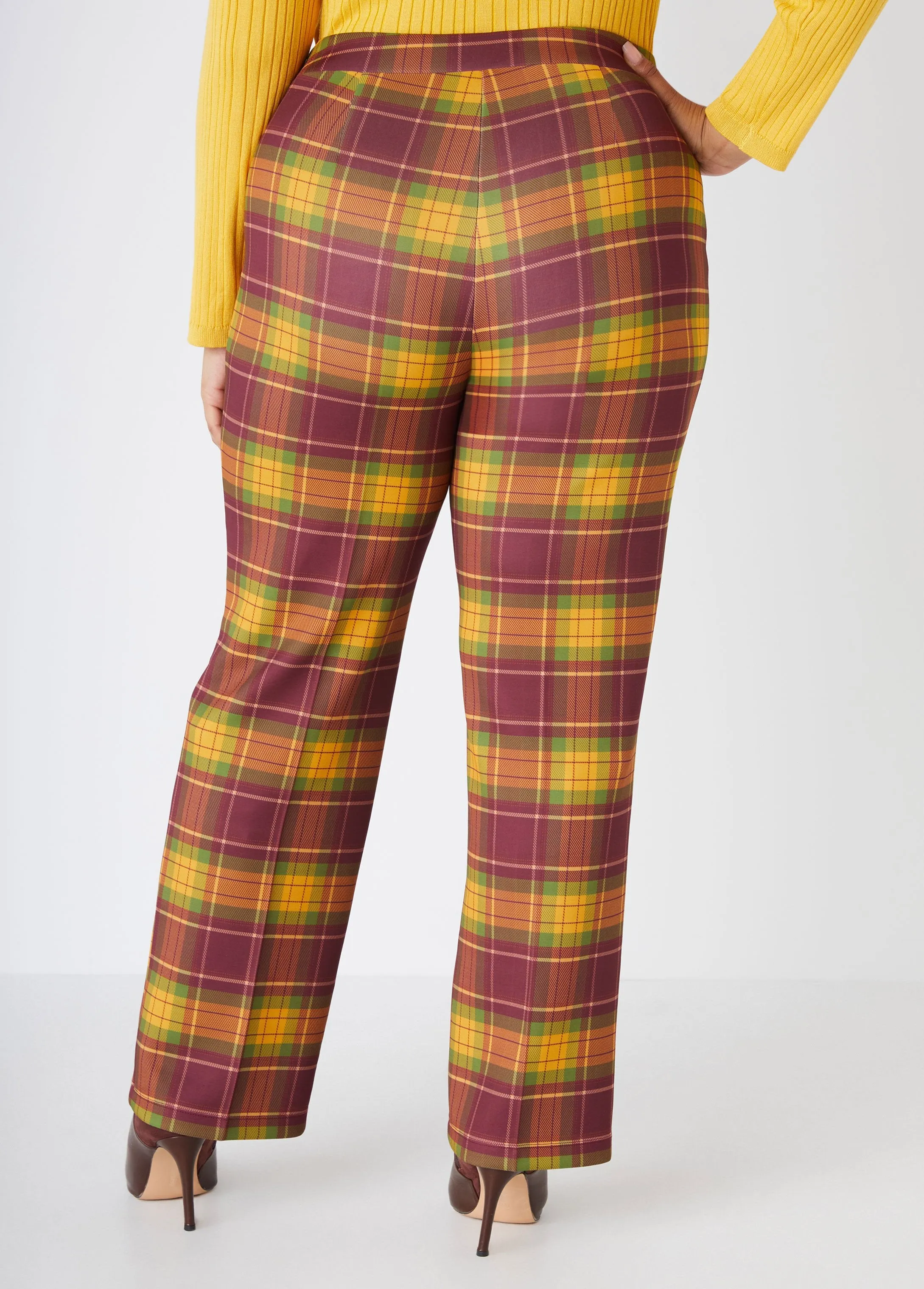 Plaid Seamed Straight Leg Pants sold by Ashley Stewart product image thumbnail 2