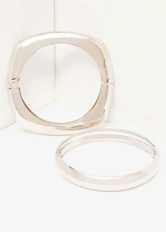 Silver Tone Bangle And Cuff Set sold by Ashley Stewart