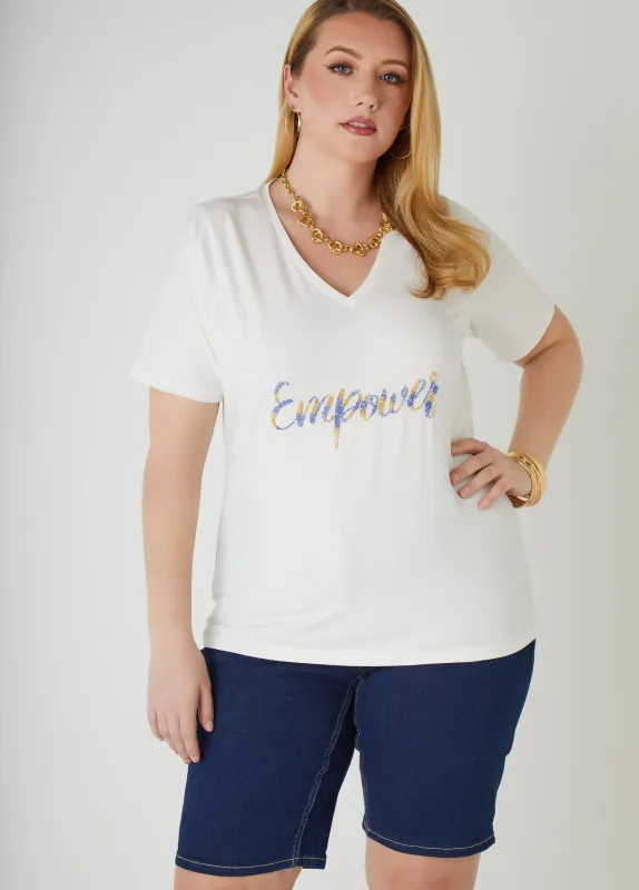 Beaded Empower Tee sold by Ashley Stewart