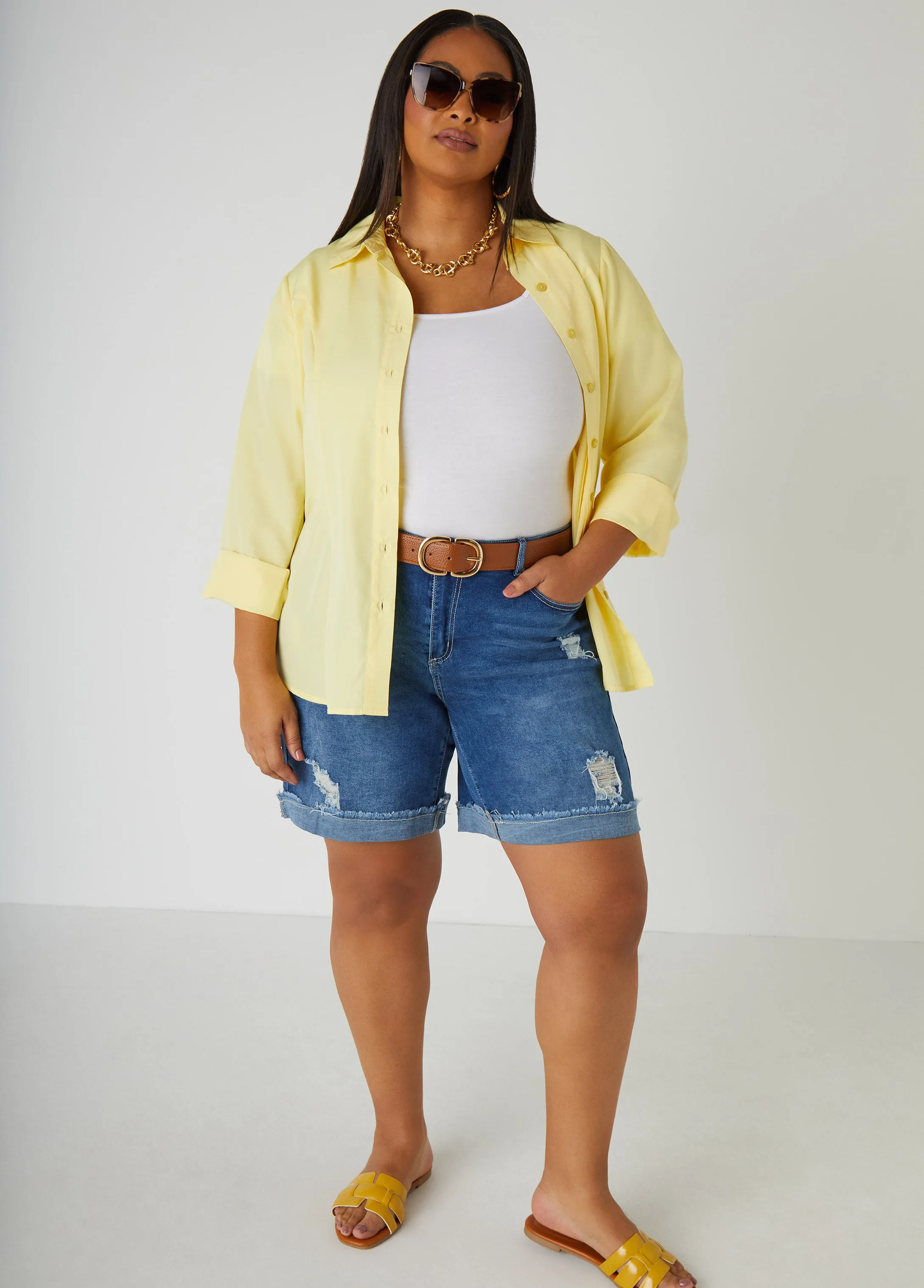 Classic Button Down Shirt sold by Ashley Stewart product image thumbnail 3