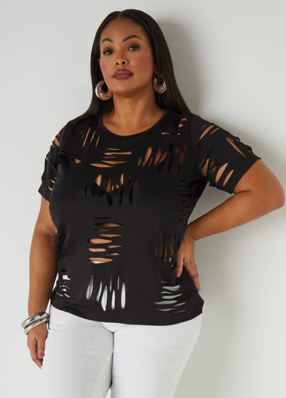 Cutout Scuba Tee sold by Ashley Stewart