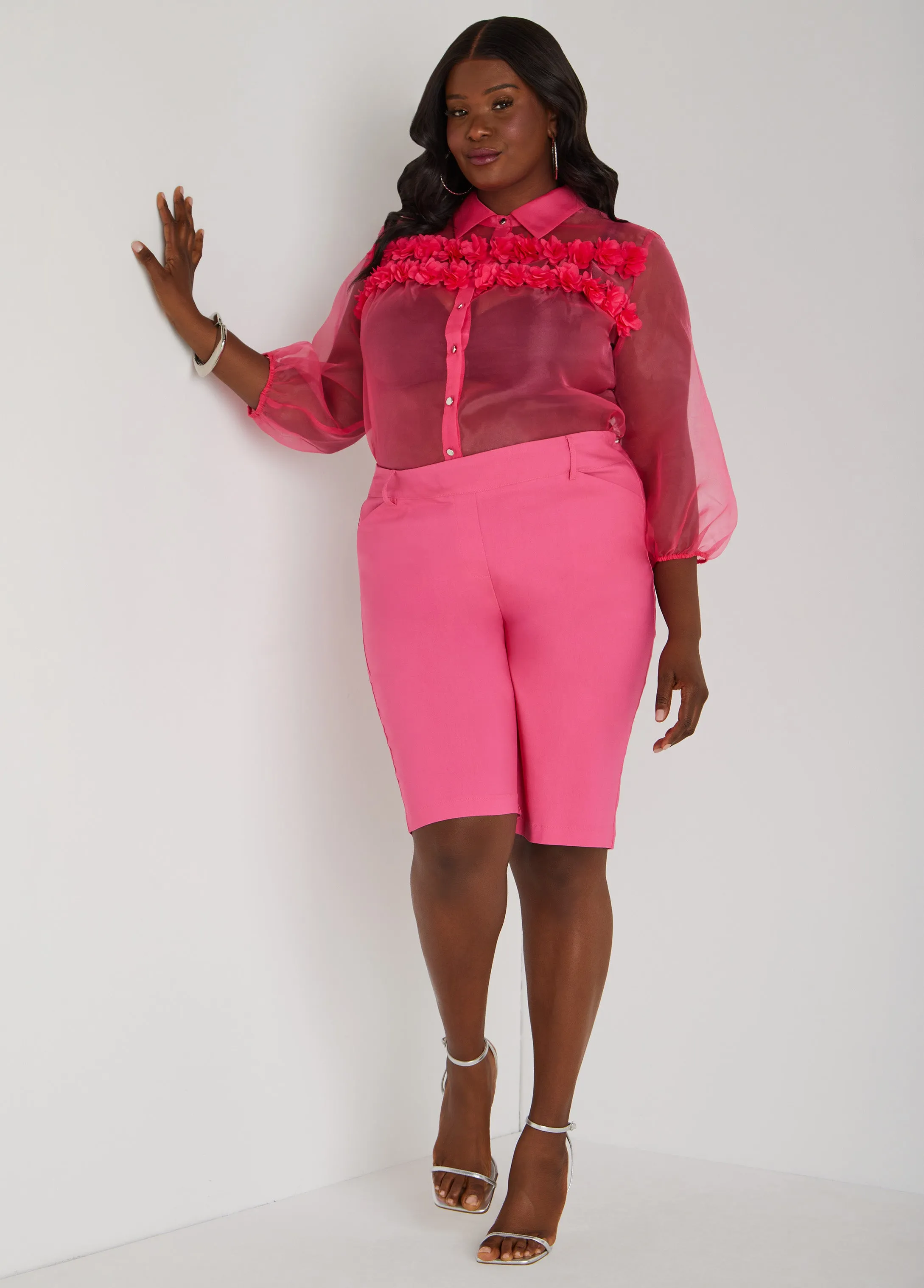 Rosette Organza Shirt sold by Ashley Stewart product image thumbnail 3
