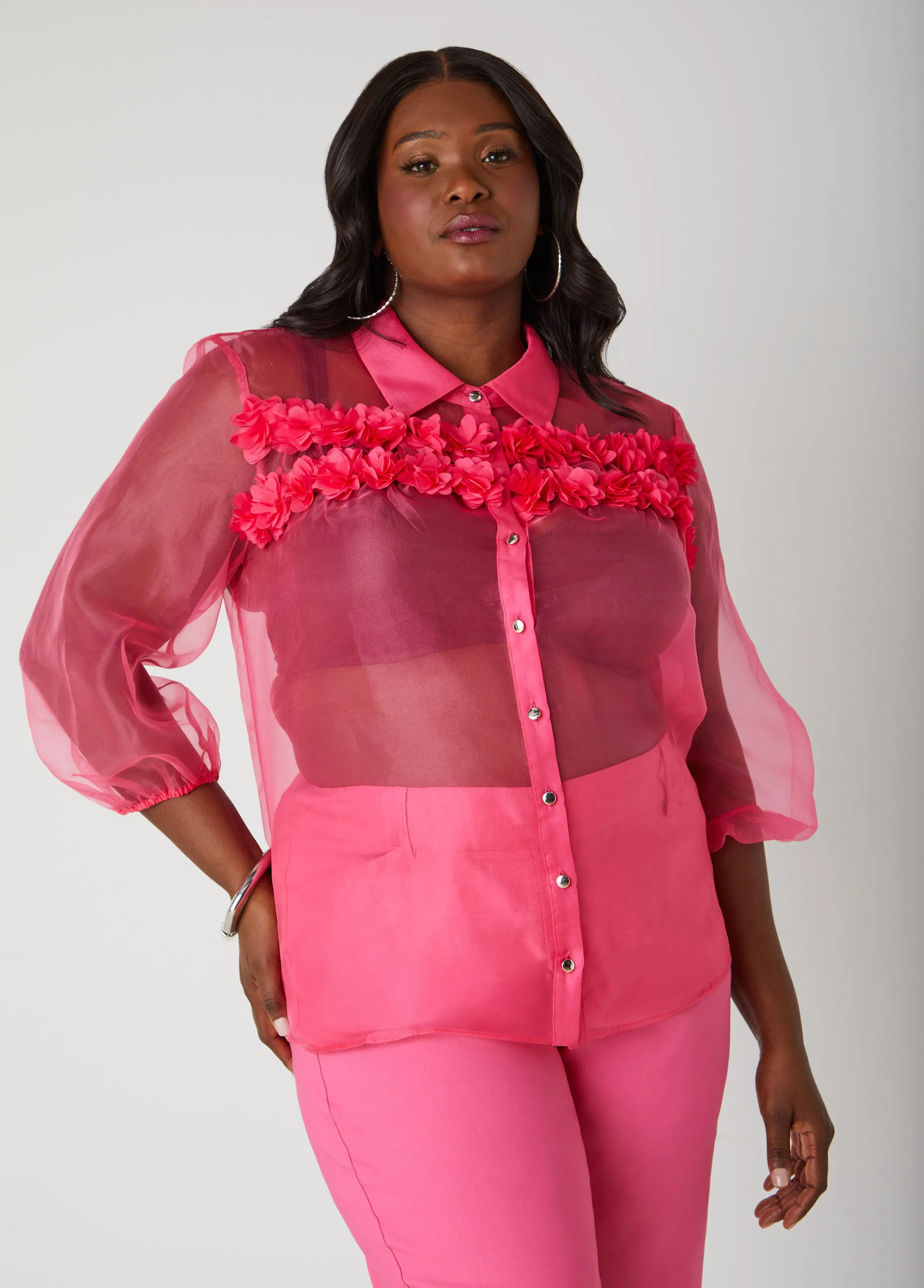Rosette Organza Shirt sold by Ashley Stewart