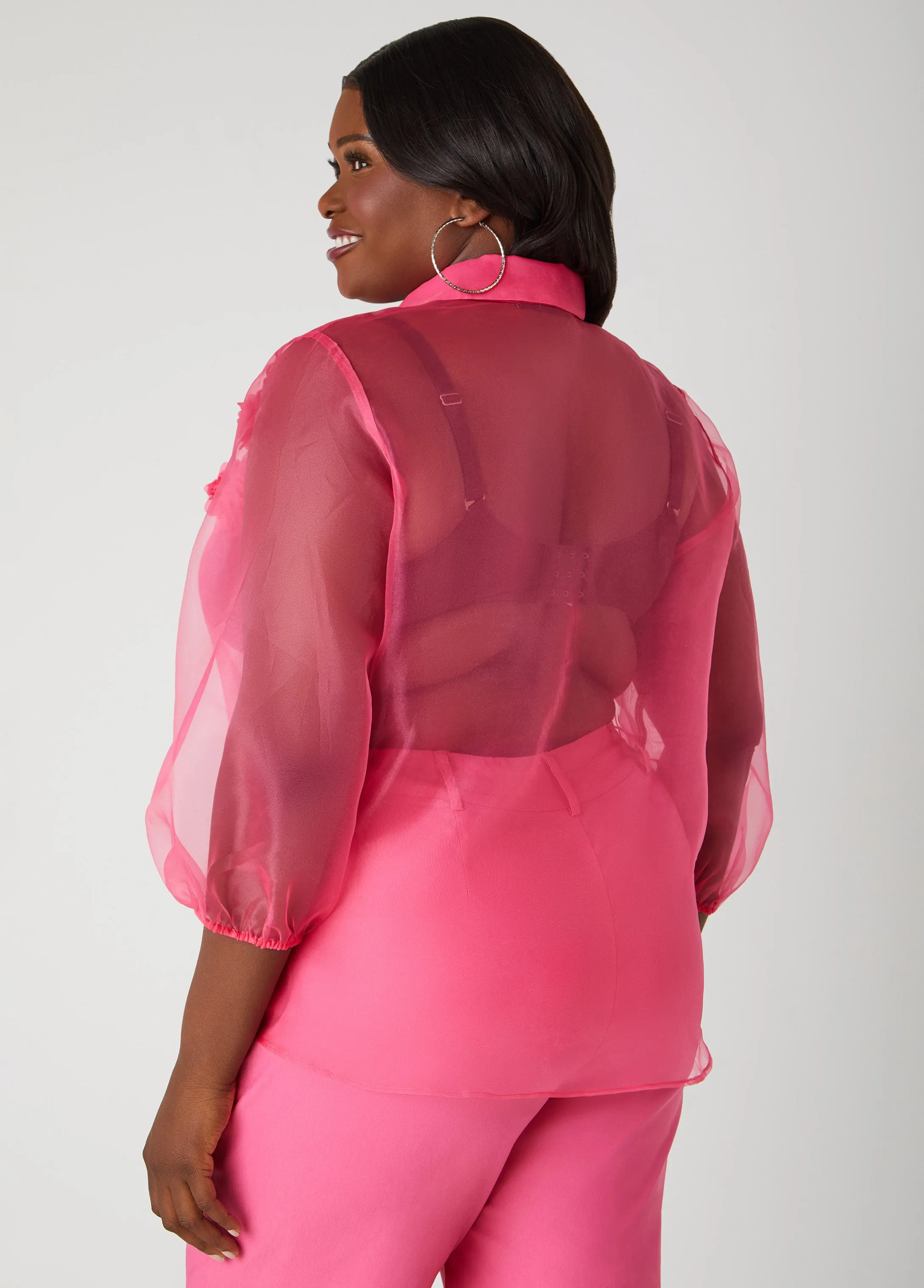 Rosette Organza Shirt sold by Ashley Stewart product image thumbnail 2