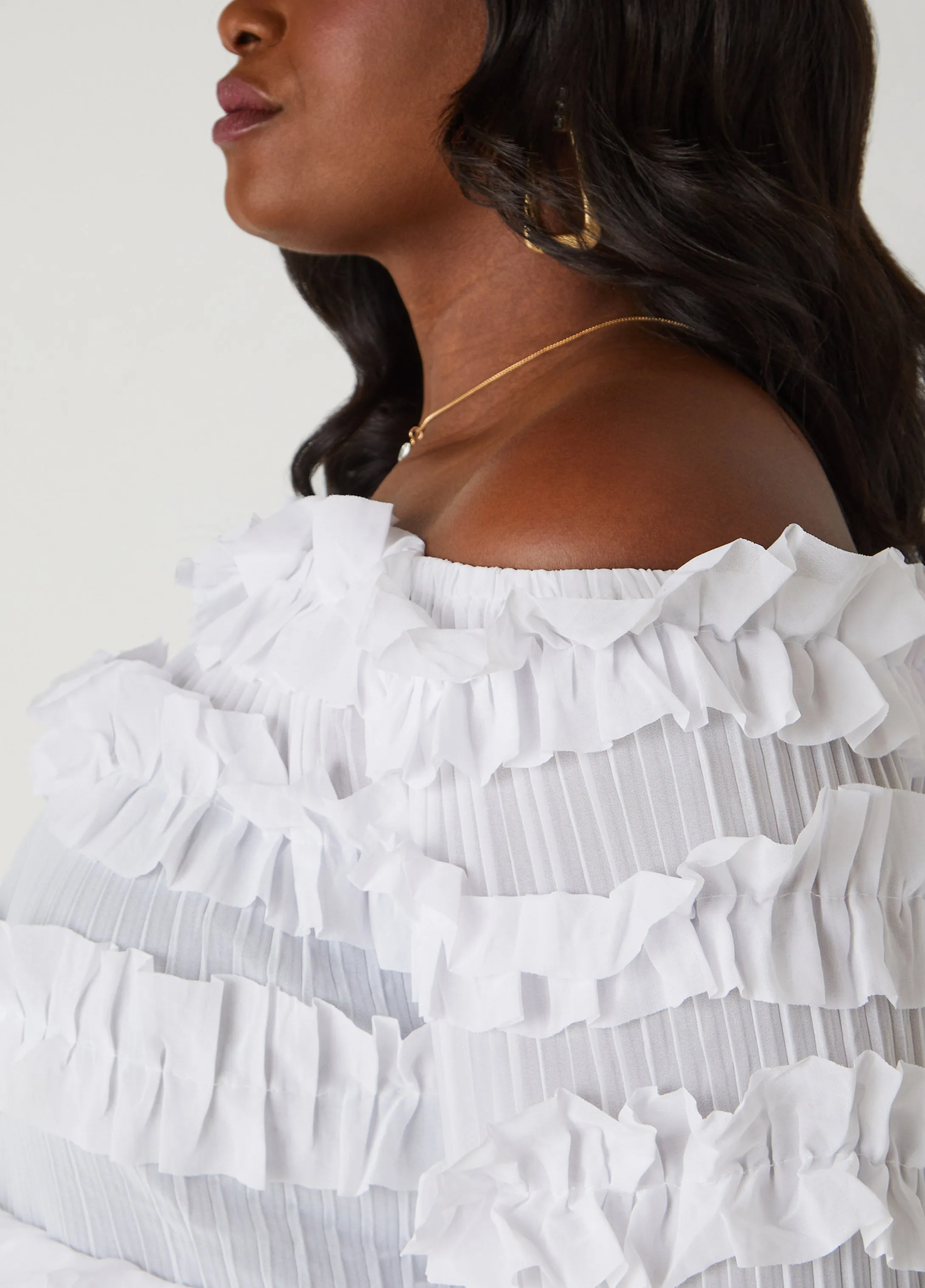 Ruffled Off The Shoulder Top sold by Ashley Stewart product image thumbnail 4