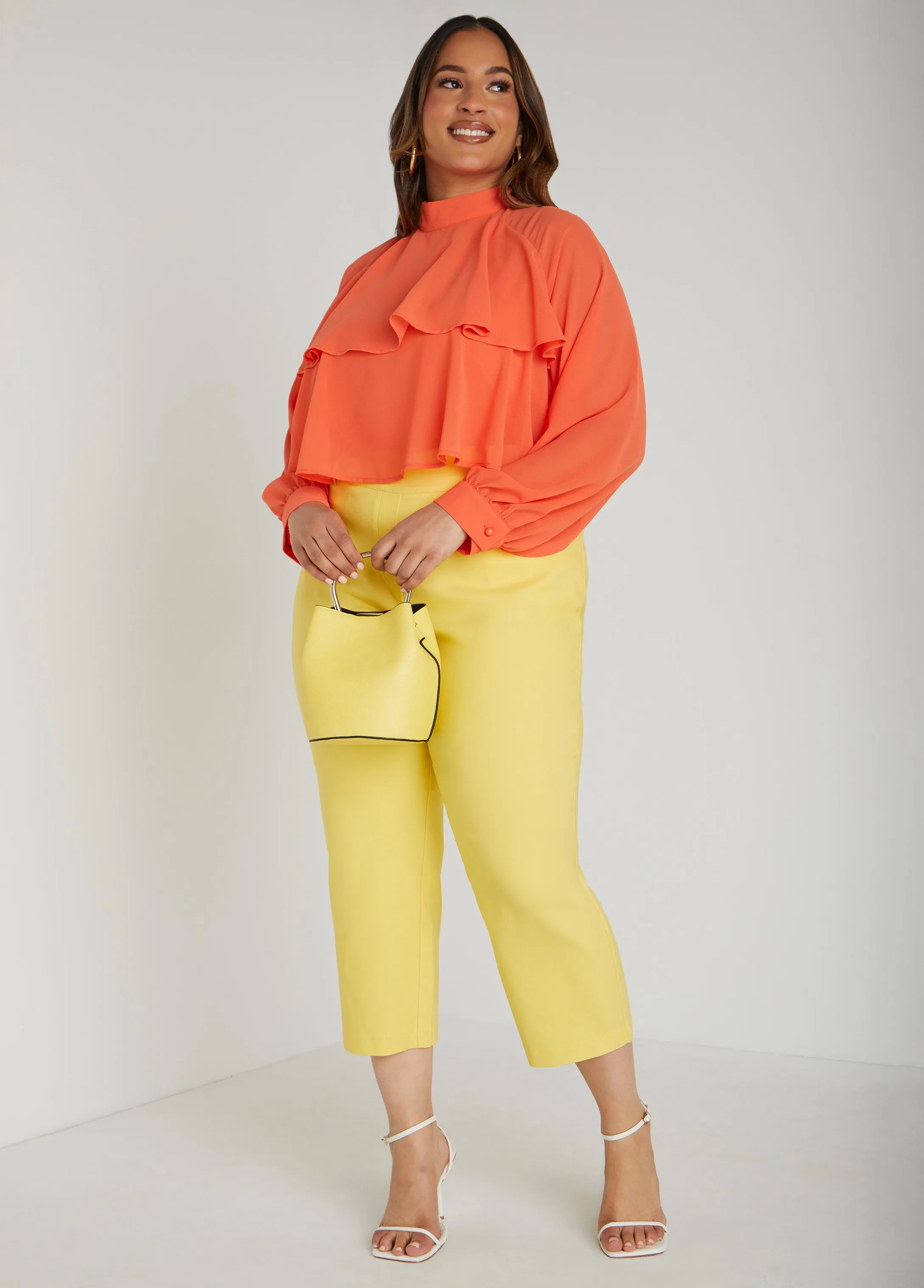 Tiered Ruffled Crepe Top sold by Ashley Stewart product image thumbnail 3