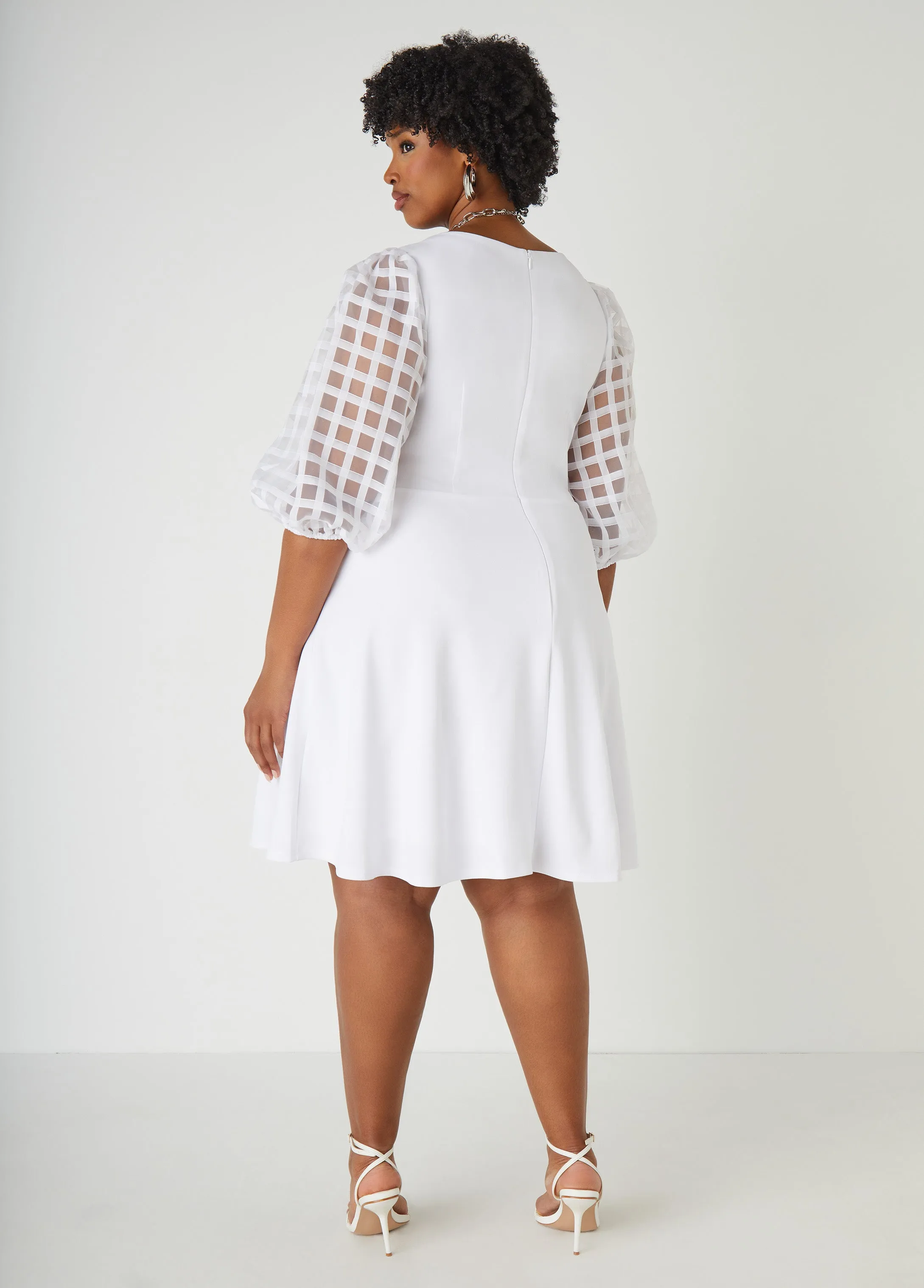 Windowpane Paneled A Line Dress sold by Ashley Stewart product image thumbnail 2